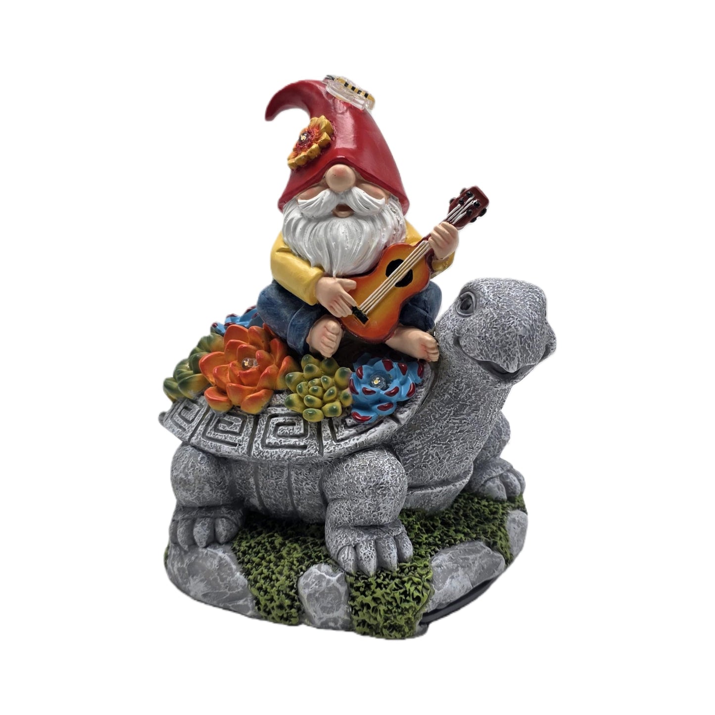 Memeyou Gnome Hide a Key Outside Gnome with Guitar Turtle Garden Decor Outdoor Key Hider Funny Yard Patio Lawn Decorations Solar Figurine Light Ornaments Housewarming for Women Mom Grandma