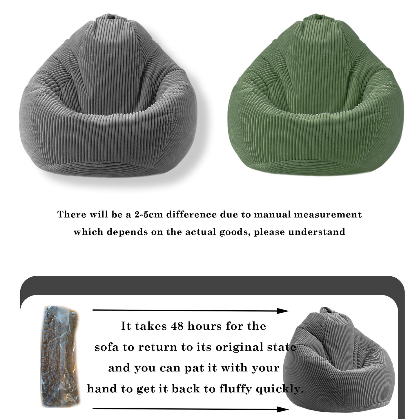 LPMOERA Bean Bag Chairs for Kids/Teen with Memory Foam Filling Bean Bag Sofa with Soft Corduroy Fabric BeanBag Chair for Living Room Bedroom College Dorm Reading Chair Blue