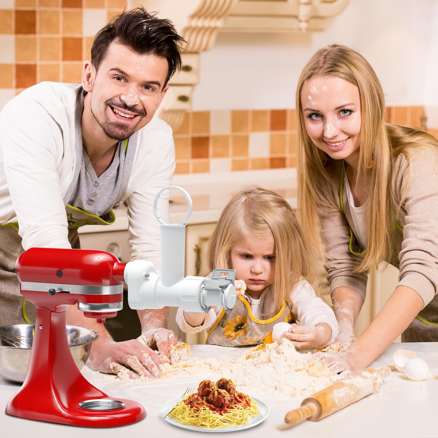 Pasta Maker Attachment for Kitchenaid Stand Mixer with 6 Different Shapes of Pasta Outlet, Durable for Kitchenaid Accessories and Attachments, Dishwasher Safe