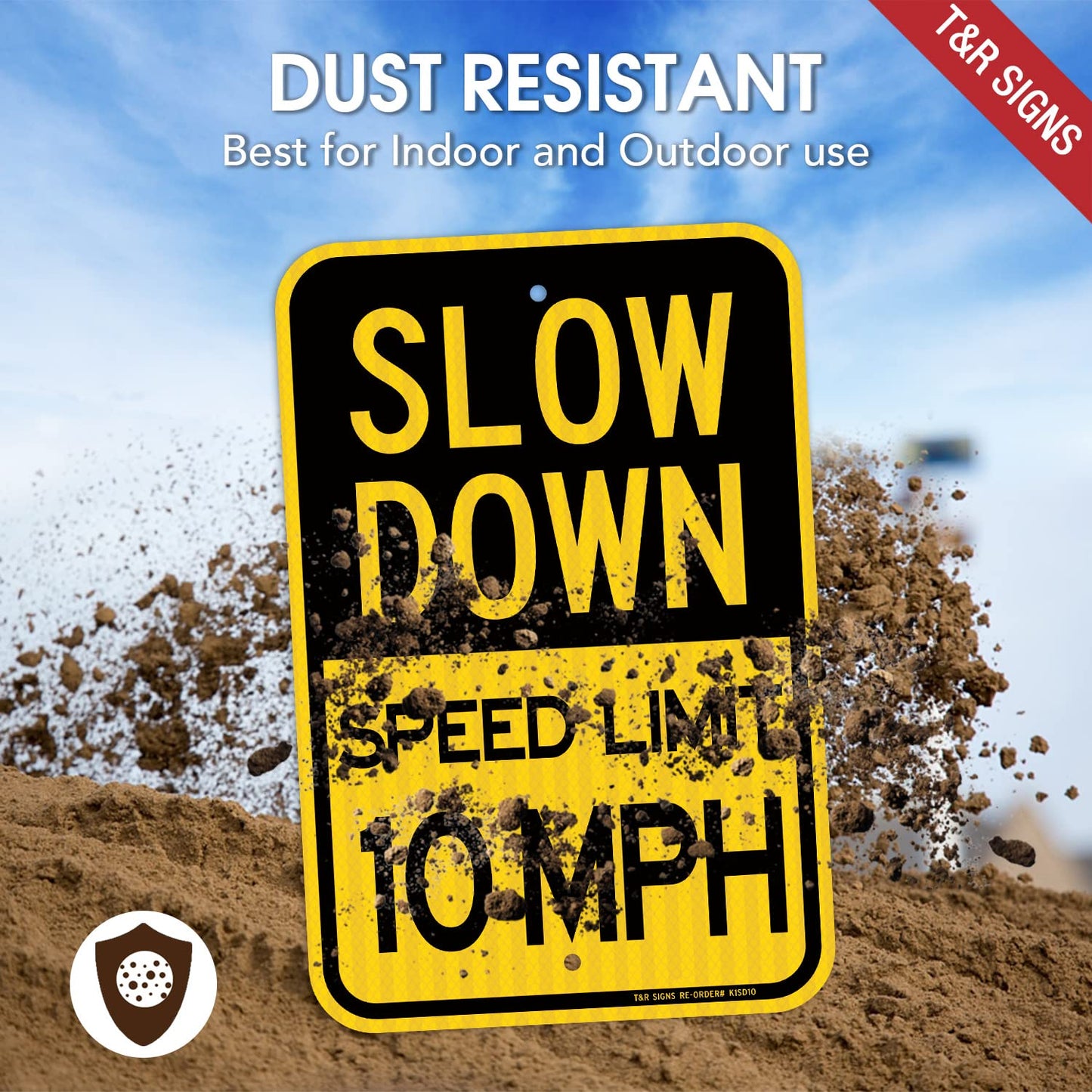 (4 Pack) Slow Down Speed Limit 10 MPH Sign, Slow Down Sign, 18" x 12" Engineer Grade Reflective Sheeting, Rust Free Aluminum, Weather Resistant, Waterproof, Fade Resistant, 2 Pre-drilled Holes