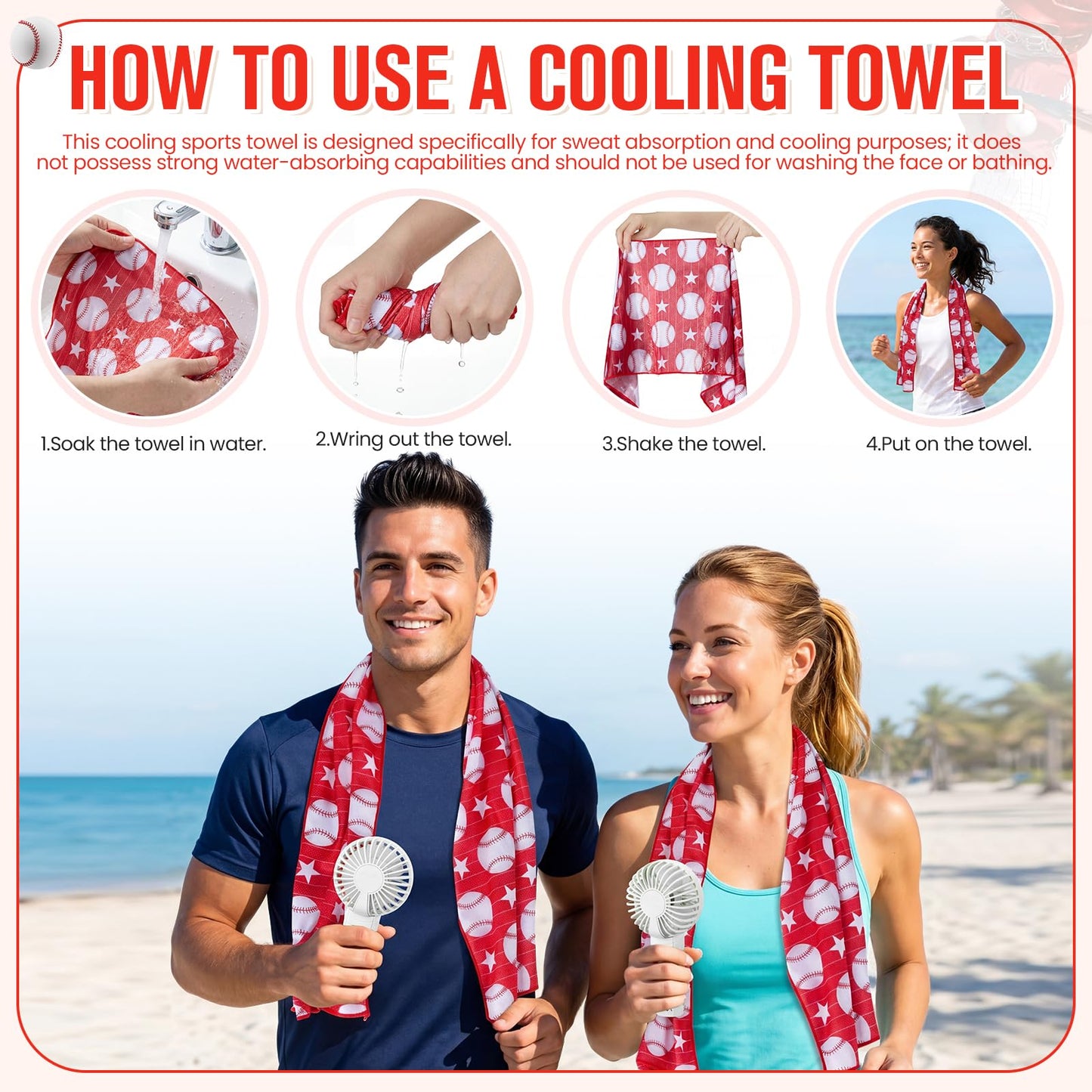 VIHOSE 12 Sets End of Season Baseball Team Gifts Sets Includes Portable Mini Handheld Fans Cooling Towels and Baseball Ribbons Bulk for Sports Event Party Favors, Team Players, Coaches, Fans