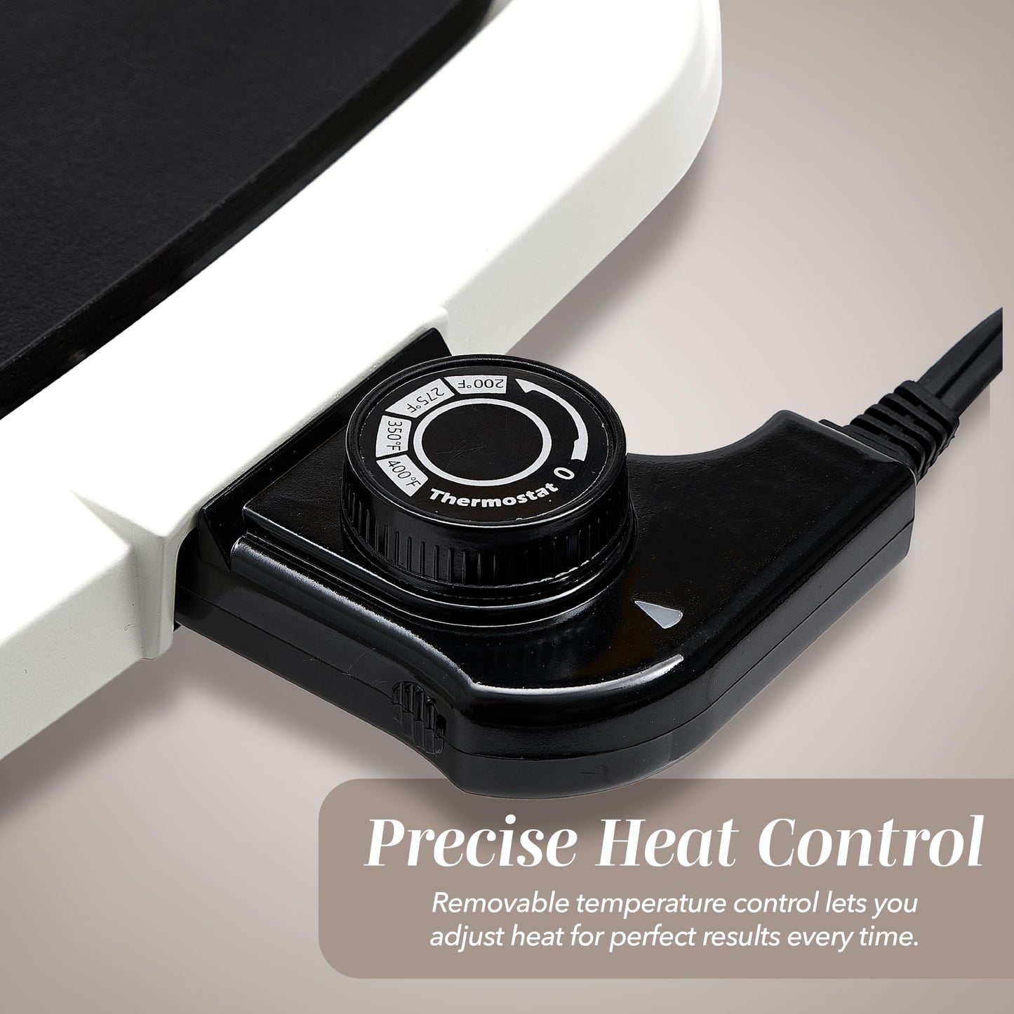 COOK WITH COLOR Electric Griddle 1200W, Nonstick Surface for Pancakes, Burgers, Eggs & More, Removable Temperature Control, Slide-Out Drip Tray, 10" x 16" Cooking Area, Cream