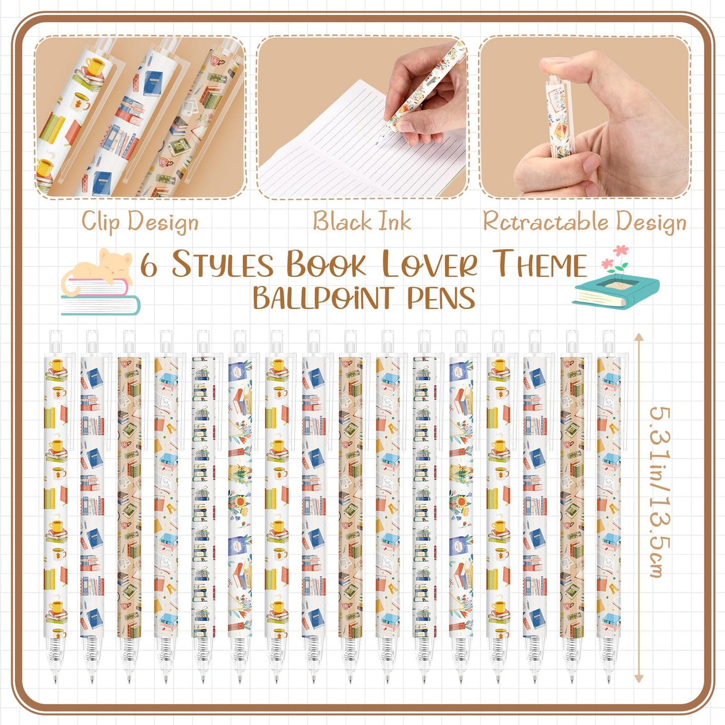 Jetec 240 Pcs Book Lover Gifts Ballpoint Pens Sets Stuff Aesthetic Retractable Pens Office Supplies Gift for Student Book Club Reading Librarian Gifts National Library Lovers Month Party Favor Grad