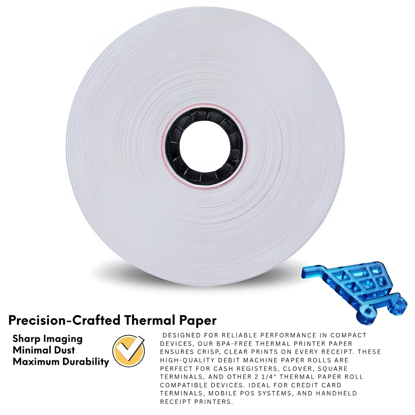 (20 Rolls) 3 1/8' Premium Thermal Paper Rolls BPA-Free 80mm Thermal Receipt Paper for POS Systems, Clover, Square Terminal, Epson, Star TSP100lI, Debit/Credit Card Machines, Cash Registers