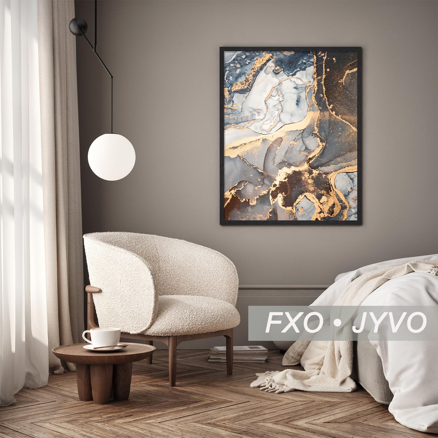 Fxojyvo Engineered Wood 30x40 Frame, Black Picture Frame for 30 x 40 Inch Poster Puzzle Photo, Light Weight 30 by 40 Poster Frame with Wood-grain for Wall - 1 Pack/Black/30 x40
