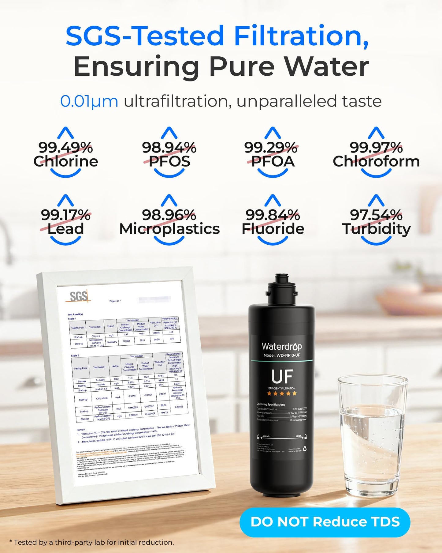 Waterdrop RF10-UF 0.01 μm Water Filter Replacement for Waterdrop 10UA/10UA-UF/10UB/10UB-UF Under Sink Water Filter, 1 Year, 1 Pack (Not Compatible with TSA-UF)
