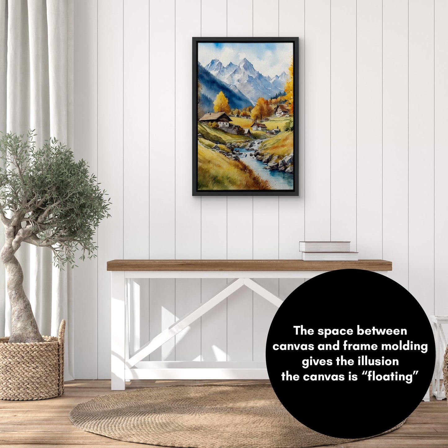 Americanflat 16x24 Canvas Floating Frame with Adhesive Strips Included - Vertical and Horizontal Floating Frame for Artwork - Canvas Frames for Wall Display - Black