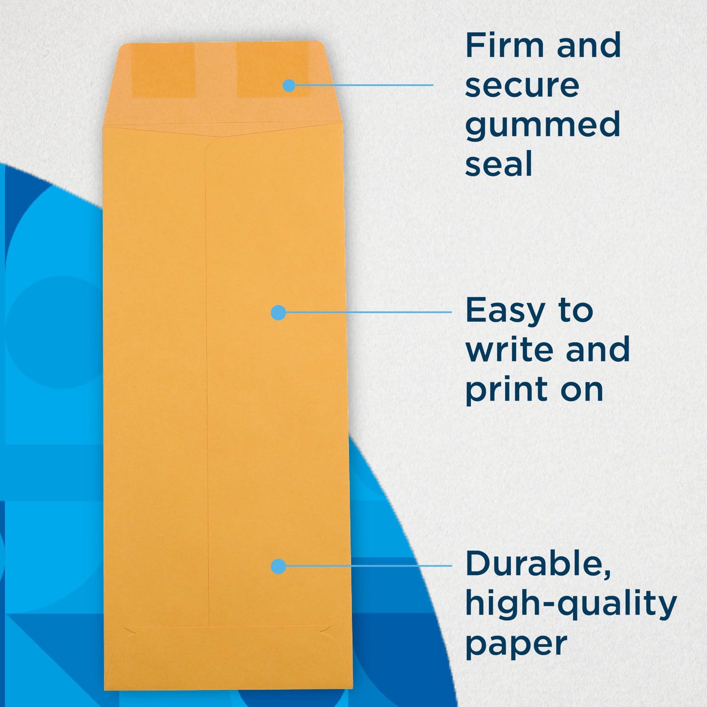 Guardian #11 Paper Shipping Policy Envelopes with Gummed Flaps, Pack of 500 Blank Envelopes for Documents, Statements, Legal Papers, Reports, Invoices, and More, 4 ½ Inches x 10 ⅜ Inches, Brown