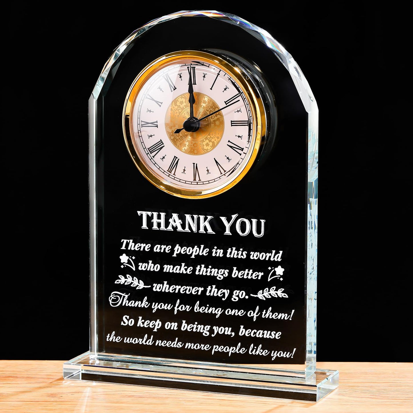 Thank You Gifts for Men Women - Appreciation Gift for Teacher Doctor Nurse Boss Coworker - Crystal Clock Inspirational Gratitude Presents for Male Leader Friends Christmas Grateful Plaque Decor