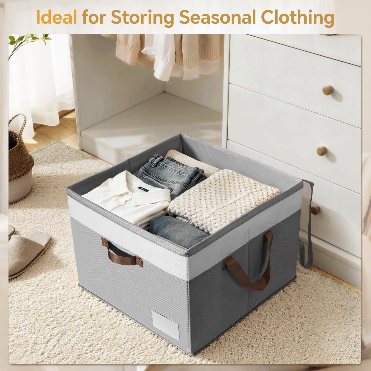 Criusia Shoe Organizer for Closet, 2 Pack Foldable Shoe Storage Organizer Box Bin with Adjustable Dividers and Clear Cover, Closet Shoe Storage for Sneakers Sandals Boots, Fit 16-32 Pairs, Gray