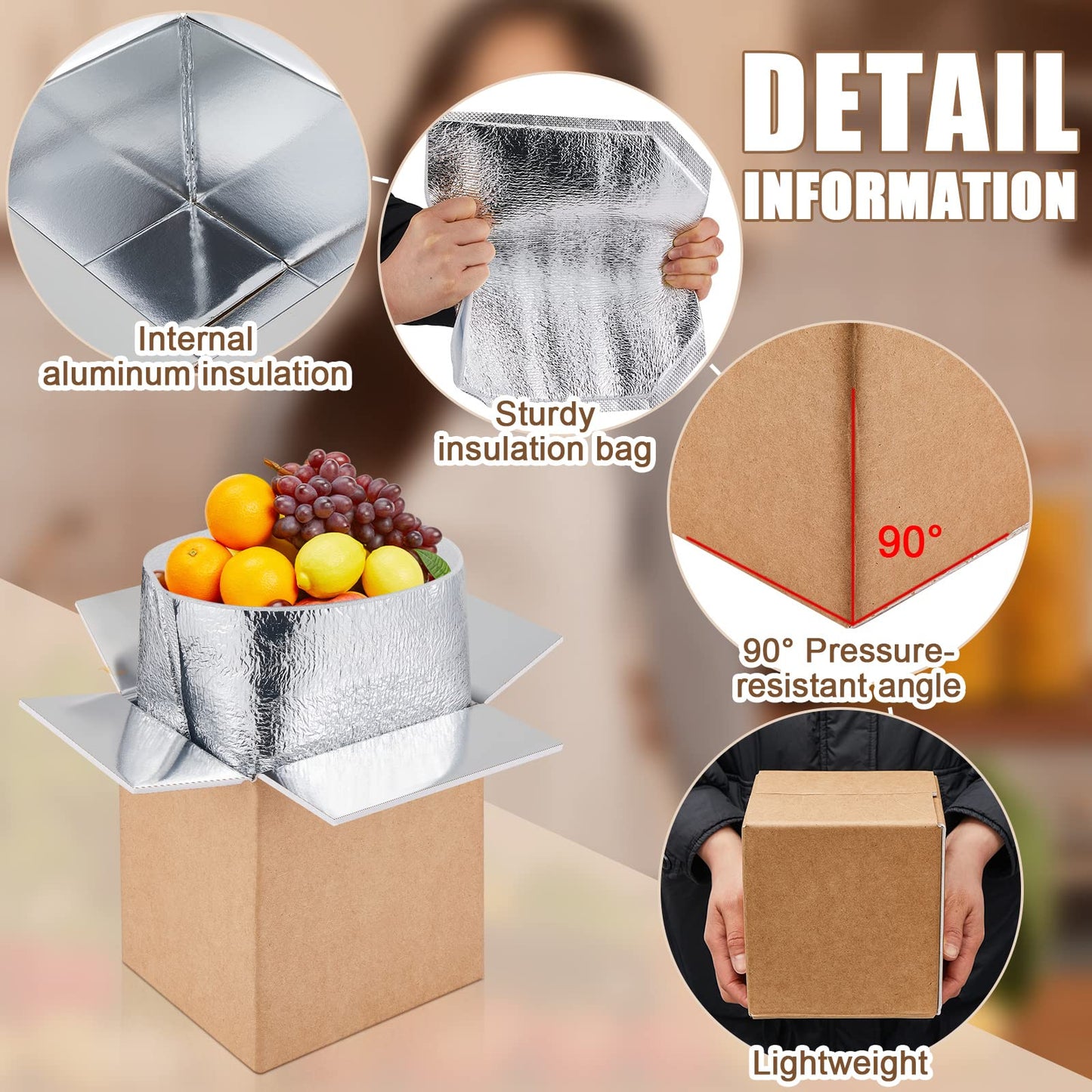 Henoyso 16 Pcs 6.5'' x 6'' x 5'' Small Insulated Cold Shipping Boxes for Frozen Food with Aluminum Foil Liner Insulated Bag Thermal Cooler Cold Pack Boxes for Hot or Fresh Food Mailing Packing