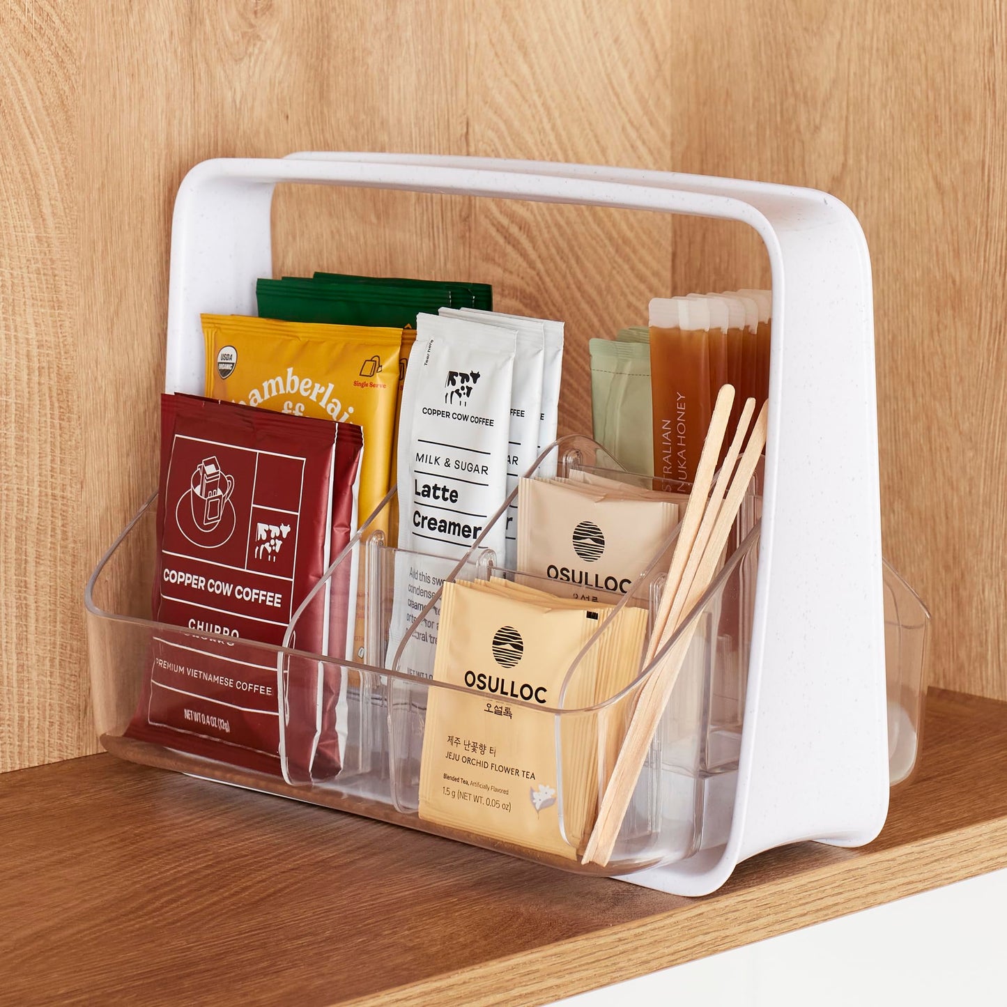 YouCopia SipStation Hydration Caddy, Hydration Packet Storage, Adjustable Electrolyte Powder Organizer, Speckled White