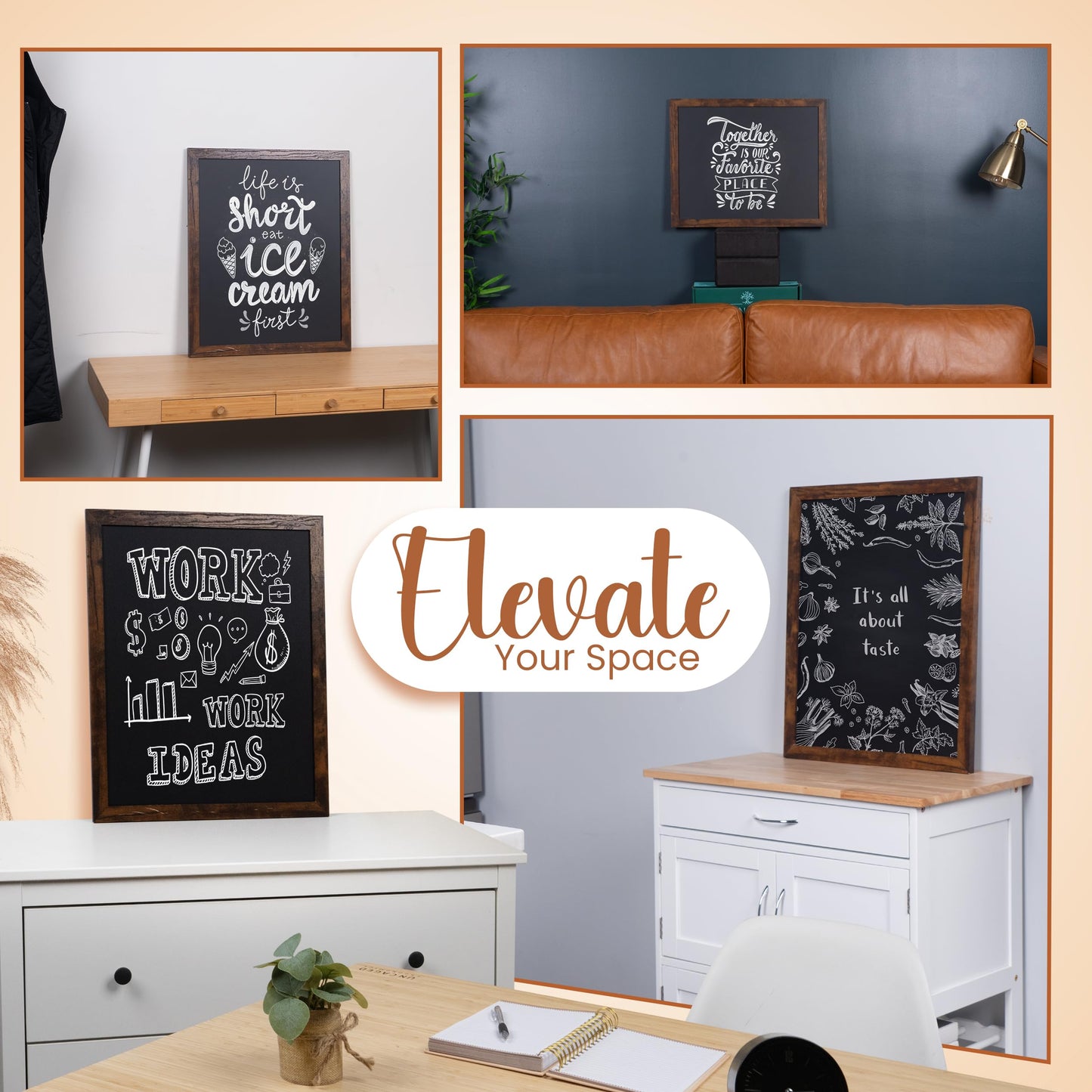 Loddie Doddie Wood Chalkboard Calendar - 18 in x 22 in, Rustic Frame, Mounting Hardware - Magnetic Chalkboard for Wall - Menu Board for Kitchen - Hanging Chalk Board Sign