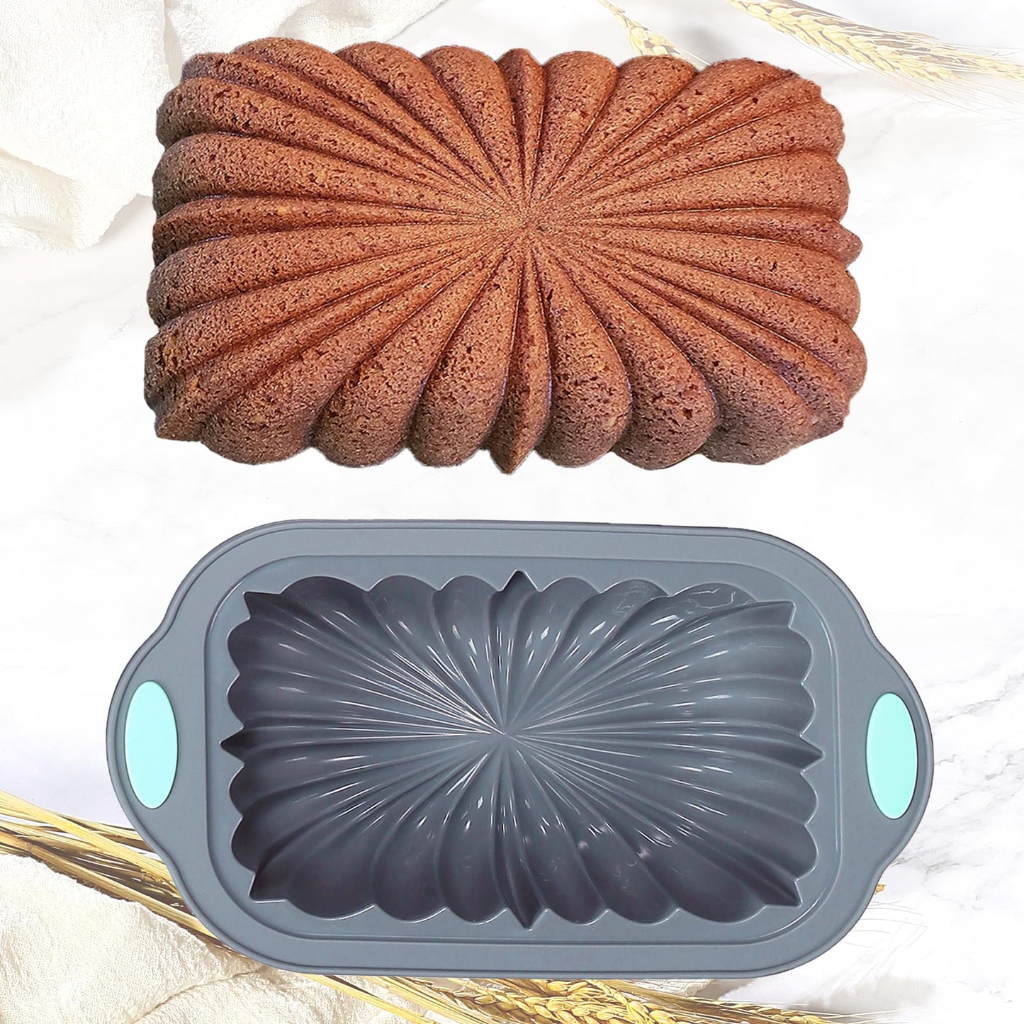Tongjude 4 Piece Silicone Loaf Pan for Baking, Non-Stick Kitchen Oven Bread Pan, Perfect for Banana Bread, Sandwich, Pound Cake and Meatloaf, 6 Cups, Grey