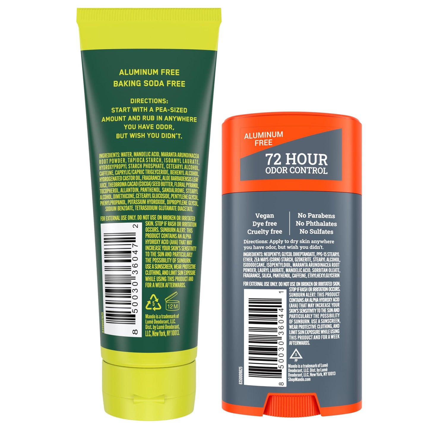 Mando Whole Body Deodorant - Invisible Cream Tube and Solid Stick - 72 Hour Odor Control - Aluminum Free, Baking Soda Free, Skin Safe - 3.0 Ounce Tube and 2.6 Ounce Solid Stick Bundle - Mt Fuji