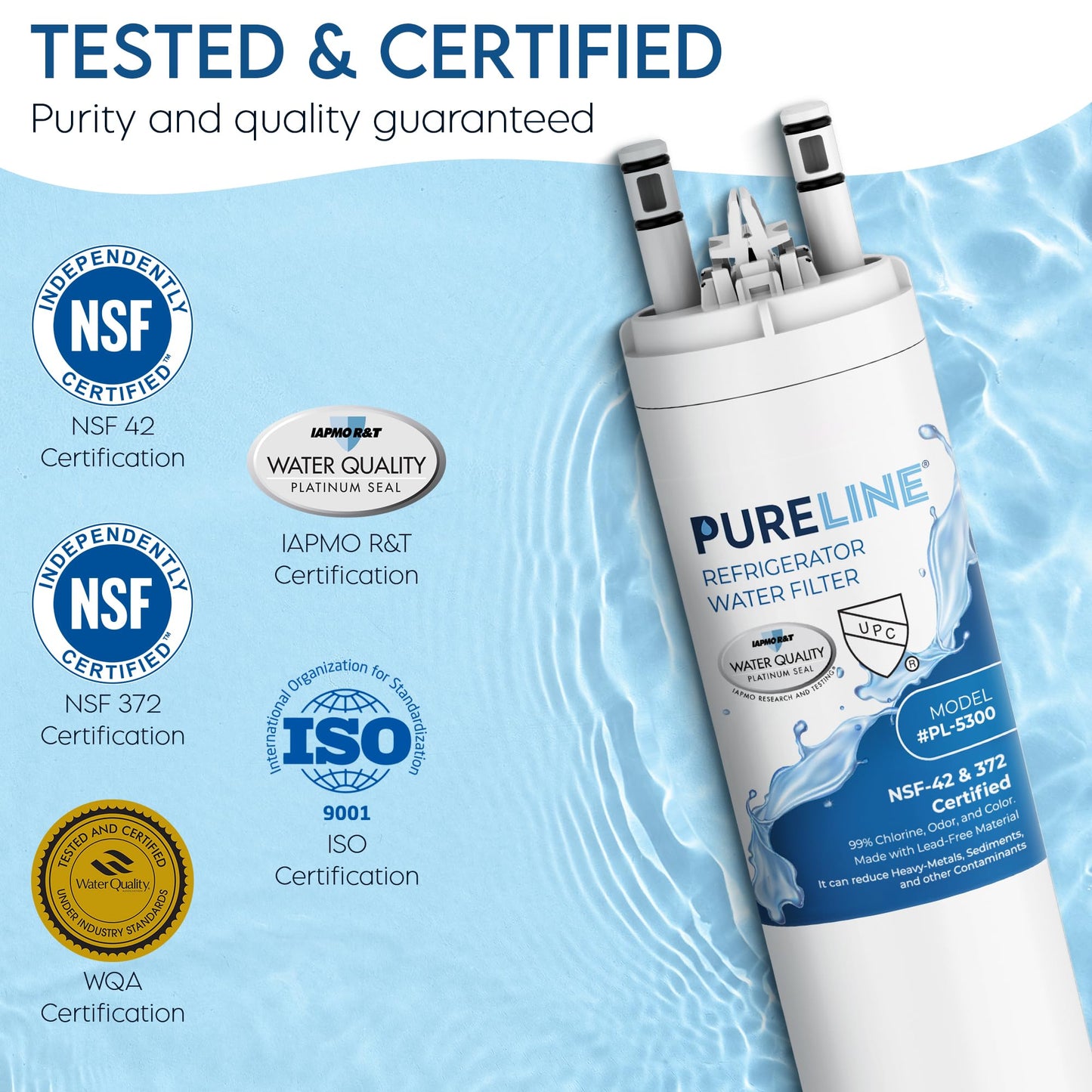 Pureline Replacement for WF3CB Refrigerator Water Filter, Compatible with Pure Source 3 Water Filter (3 Pack)