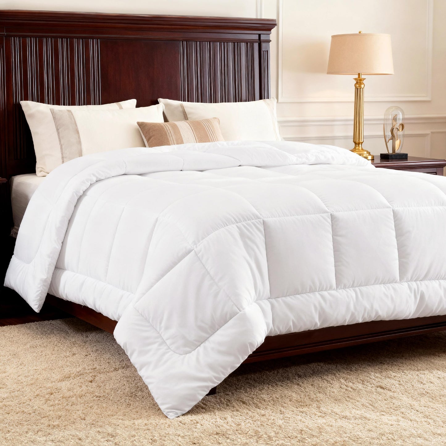 Bedsure Comforters Queen Size Duvet Insert, Quilted Down Alternative Comforter, Ultra Soft Lightweight Comforter Blanket for Bed, with 8 Tabs, Machine Washable, 88x88 in, White