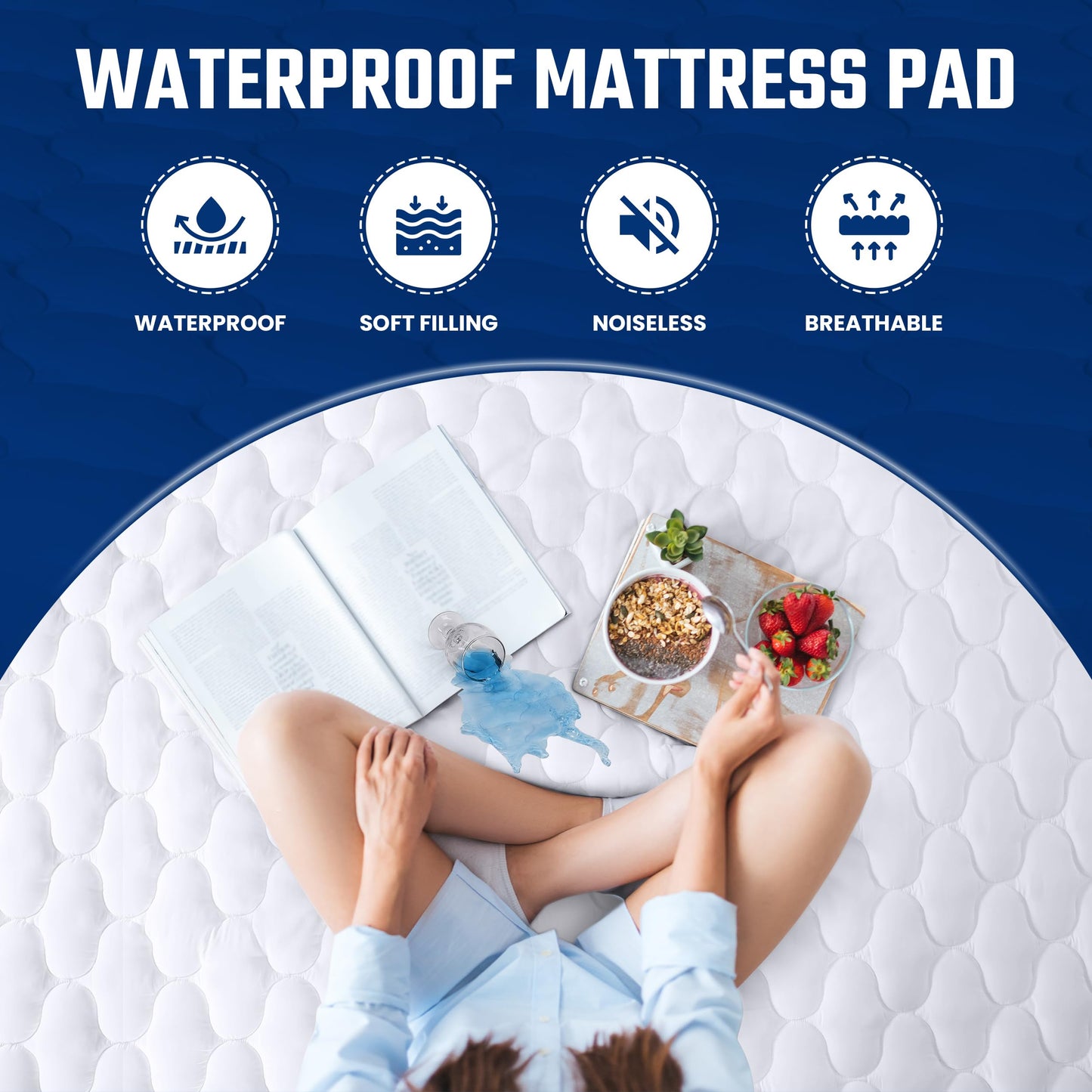 Utopia Bedding 2 Pack Waterproof Mattress Protector, Full Mattress Pad, Noiseless Quilted Fitted Cover with Deep Pocket Stretches up to 16 Inches (White)