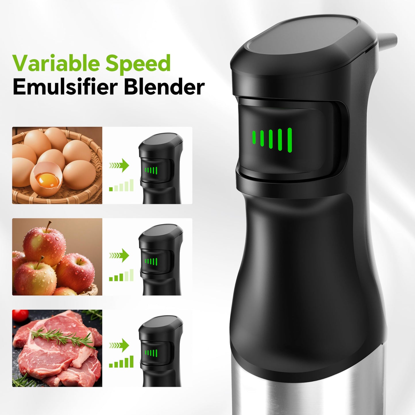 1200W Immersion Blender Handheld, 5-in-1 Variable Speed Emulsifier Hand Blender Stick with Whisk Chopper Milk Frother Mixing Cup and Storage Rack for Kitchen Soup, Purees, Baby Food and Smoothies