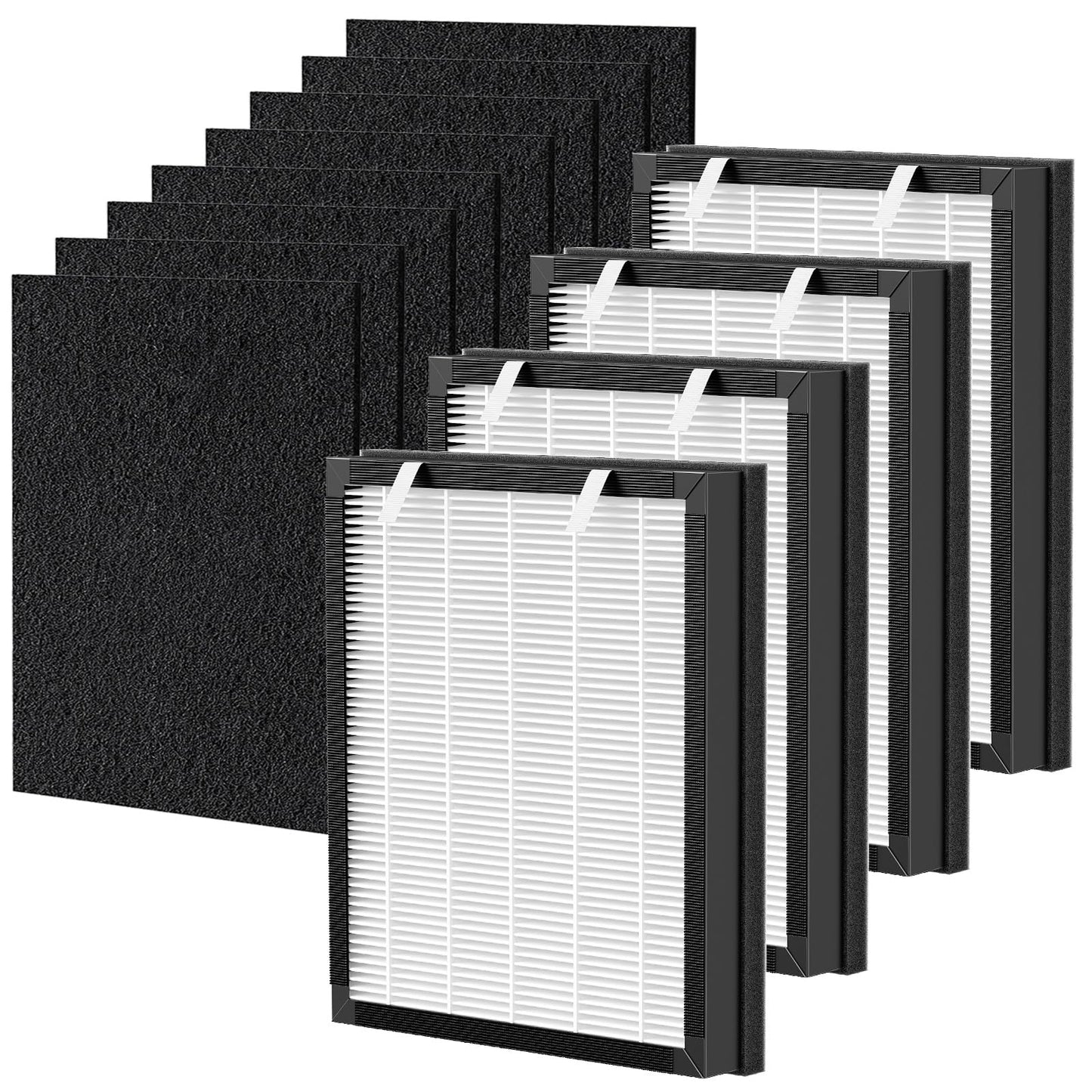 P358 Replacement Filters Compatible with HEAPETS P358 Pet Air Purifier, 4 Hepa Filters and 8 Activated Carbon Pre-filters for Pet Household, Compare Part #PJ358-2LX6JDM