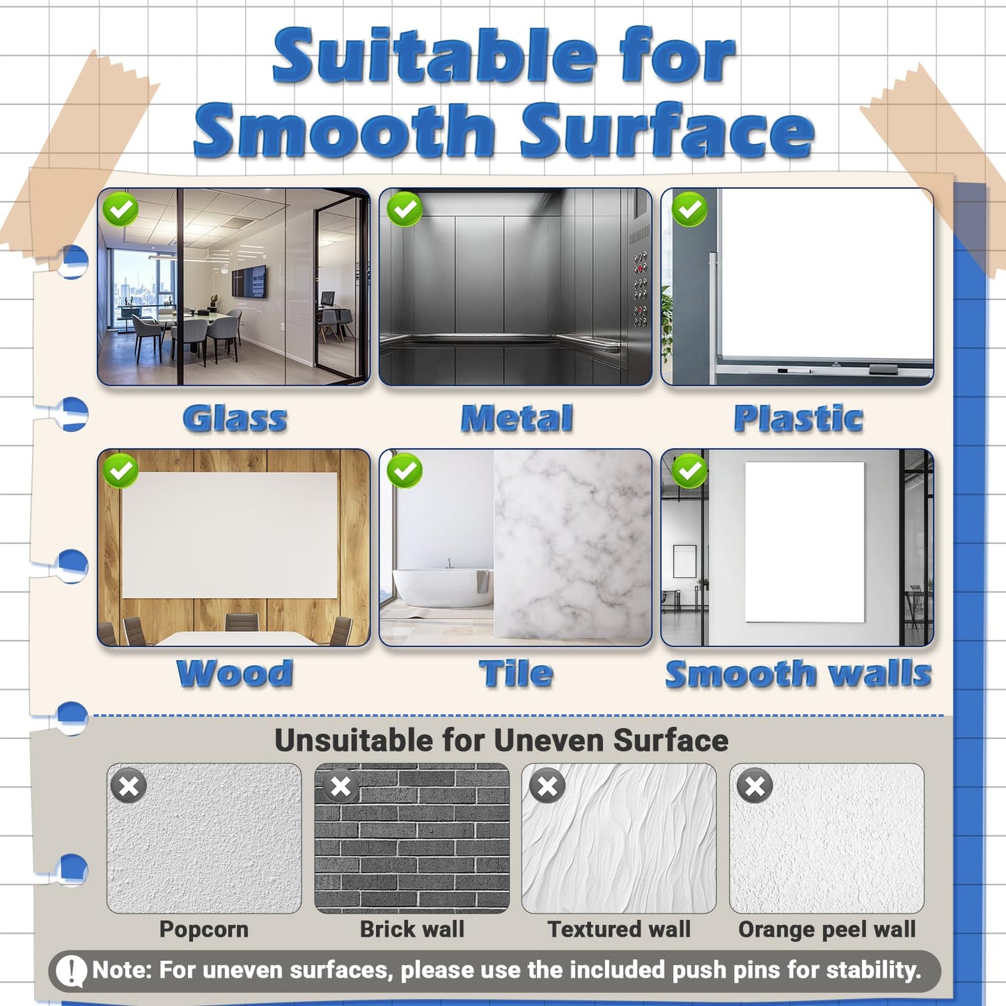 AFMAT Dry Erase Board Sticker, 48 x 36 inches White Board Wallpaper, Dry Erase Sticker for Wall, 4' x 3' Peel and Stick Whiteboard Contact Paper, Adhesive Whiteboard Roll, No Ghost, 4 Markers WS23D