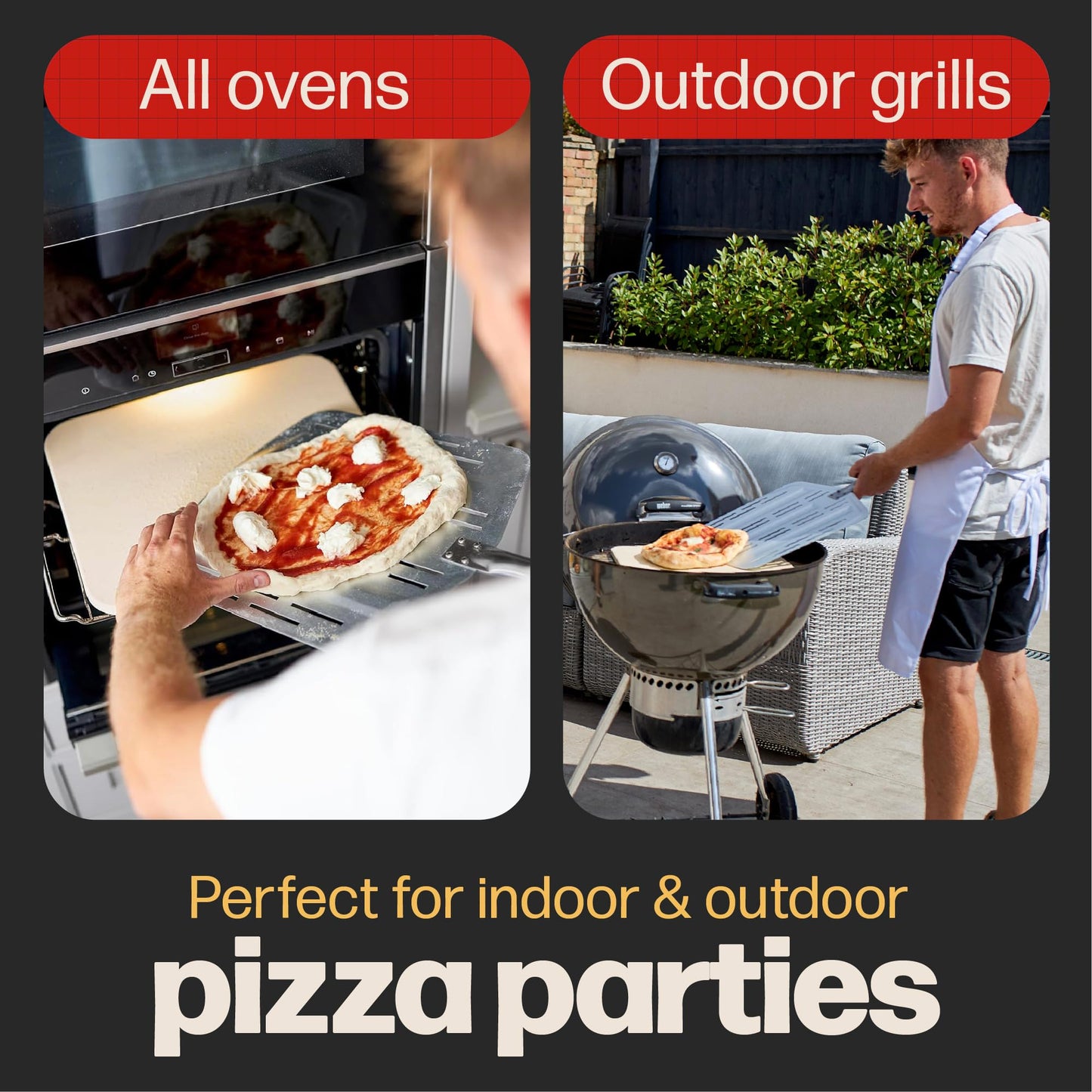 Hans Grill Pizza Peel PRO | Made for XL Pizza 12 inch + | Professional Restaurant Grade Perforated Metal Non-Stick Paddle for launching, turning and retrieving pizzas (Peel Pro) (Grey)