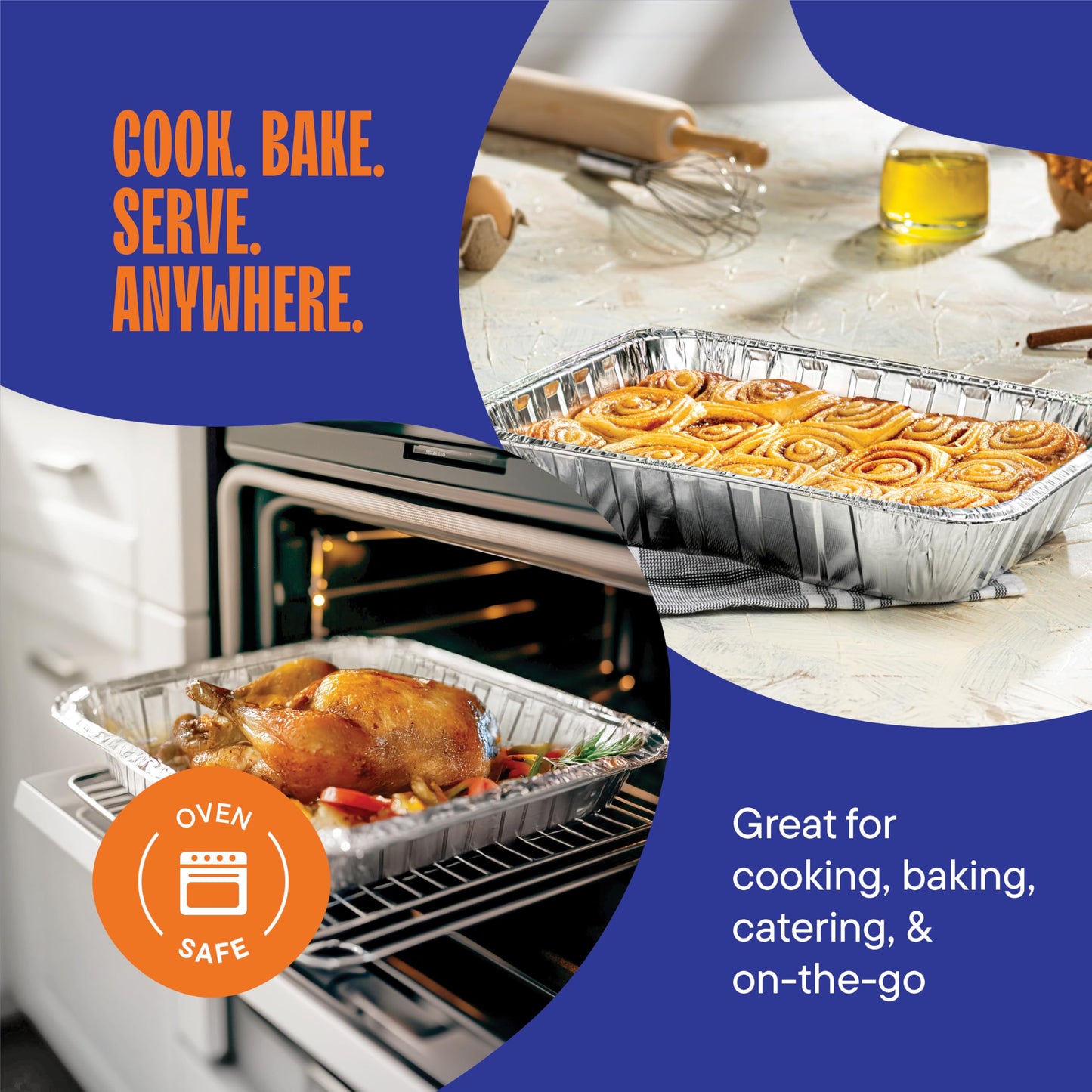Aluminum Pans 9x13 Disposable Aluminum Foil Pans with Lids [10-Sets] Large Baking Pan Trays - Heavy Duty Tin Tray & Lid - Half Size Chafing Dishes for Roasting, Cooking, Heating or Steam