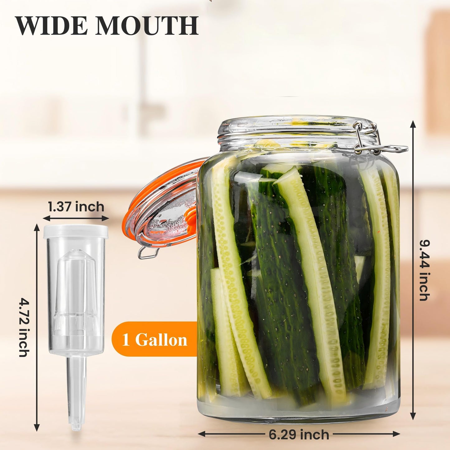 YARWELL 1 Gallon Fermentation Jars with Airlocks, Fermenting Kit for Sauerkraut, Kimchi, Kombucha and Pickles, 2 Pack