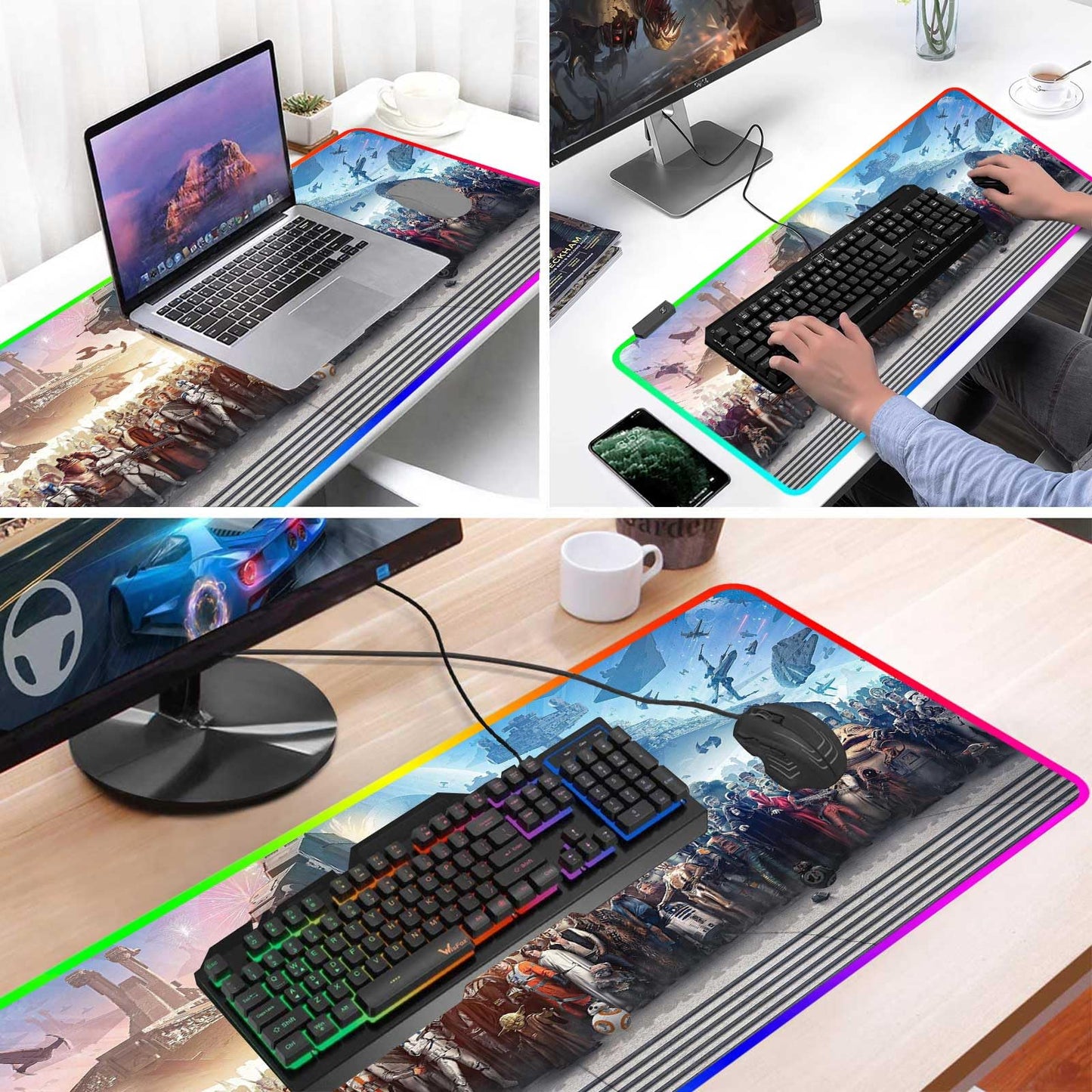 XXL Large Gaming RGB Mouse Pad The Chosen One Custom Desk Pad,Mousepad with Anti-Slip Rubber Base,Stitched Frame Mouse Mat,Portable Desk Mat for Computer Keyboard Mice Laptop & PC,31.5X15.7 Inch