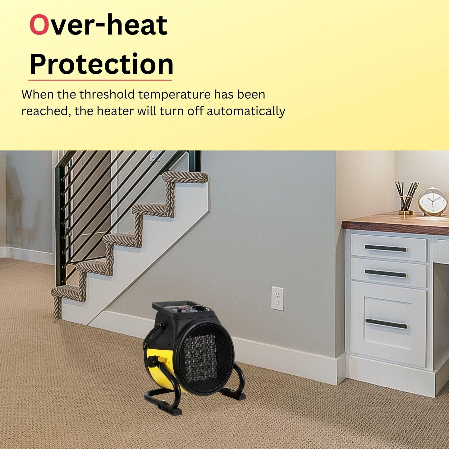 Dura Heat EUH1465 Electric Forced Air Heater with Pivoting Base 5,120 BTU, Yellow
