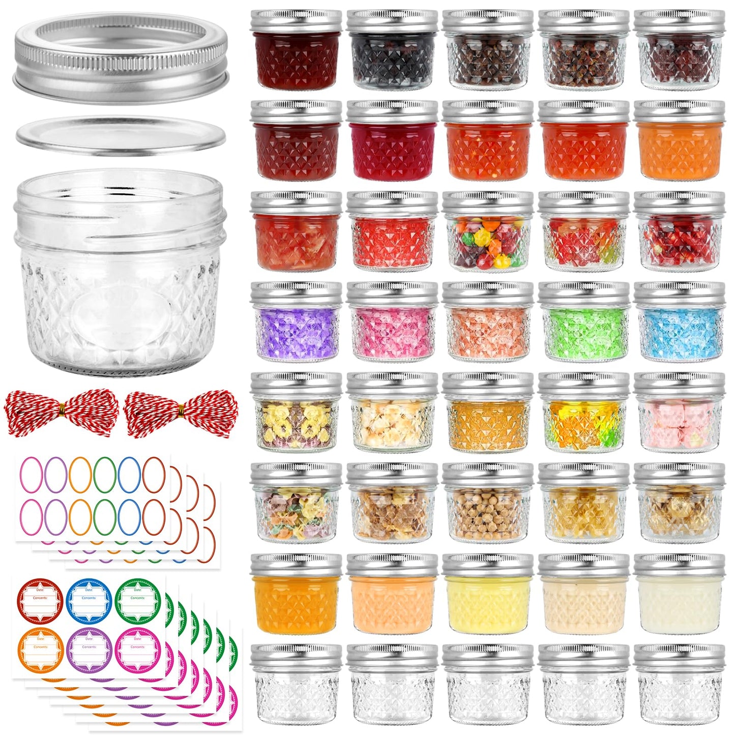 UrSpeedtekLive 40 Pack 4 oz Mason Jars with Regular Lids and Bands, Small Canning Jars, Mini Glass Jars for Jelly Jam Honey DIY Projects
