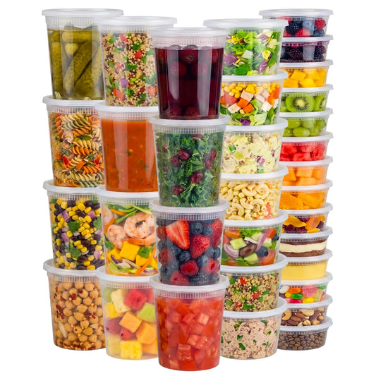 vivigu Deli Containers with Lids 48 Sets, 32/16/8 oz Food Storage Containers with Lids for Takeout Meal Prep Storage, Plastic Soup Container Leak-Proof & BPA Free, Freezer/Microwave/Dishwasher Safe