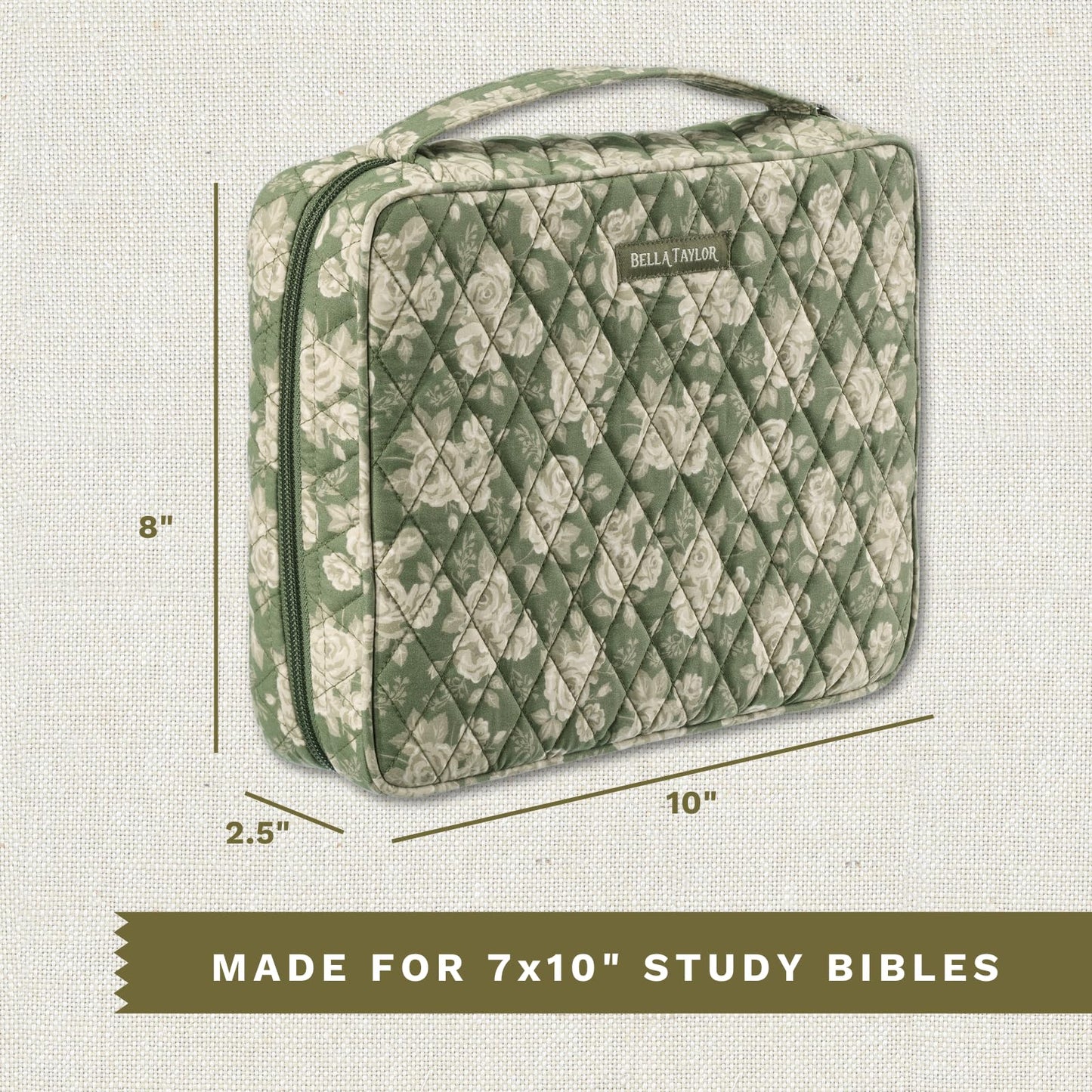 Bella Taylor Quilted Bible Cover for Women - Large Study Bible Case - Heirloom Rose