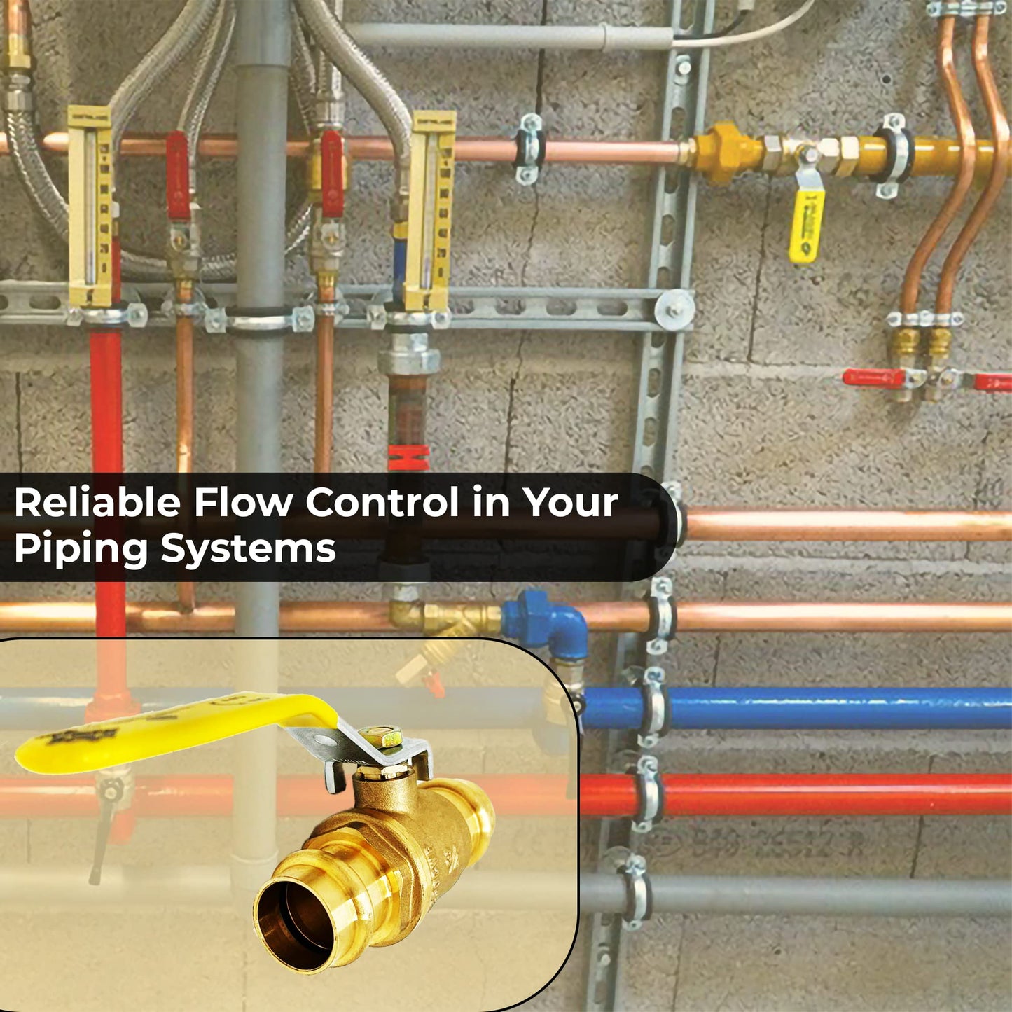 1/2" Propress Brass Ball Valve - Press Shut Off Ball Valve with EPDM O-ring Fit Both End For Pex Tubing - Premium Water Stop Shut Off Tool with 1/2” In. Connections - Pack of 10