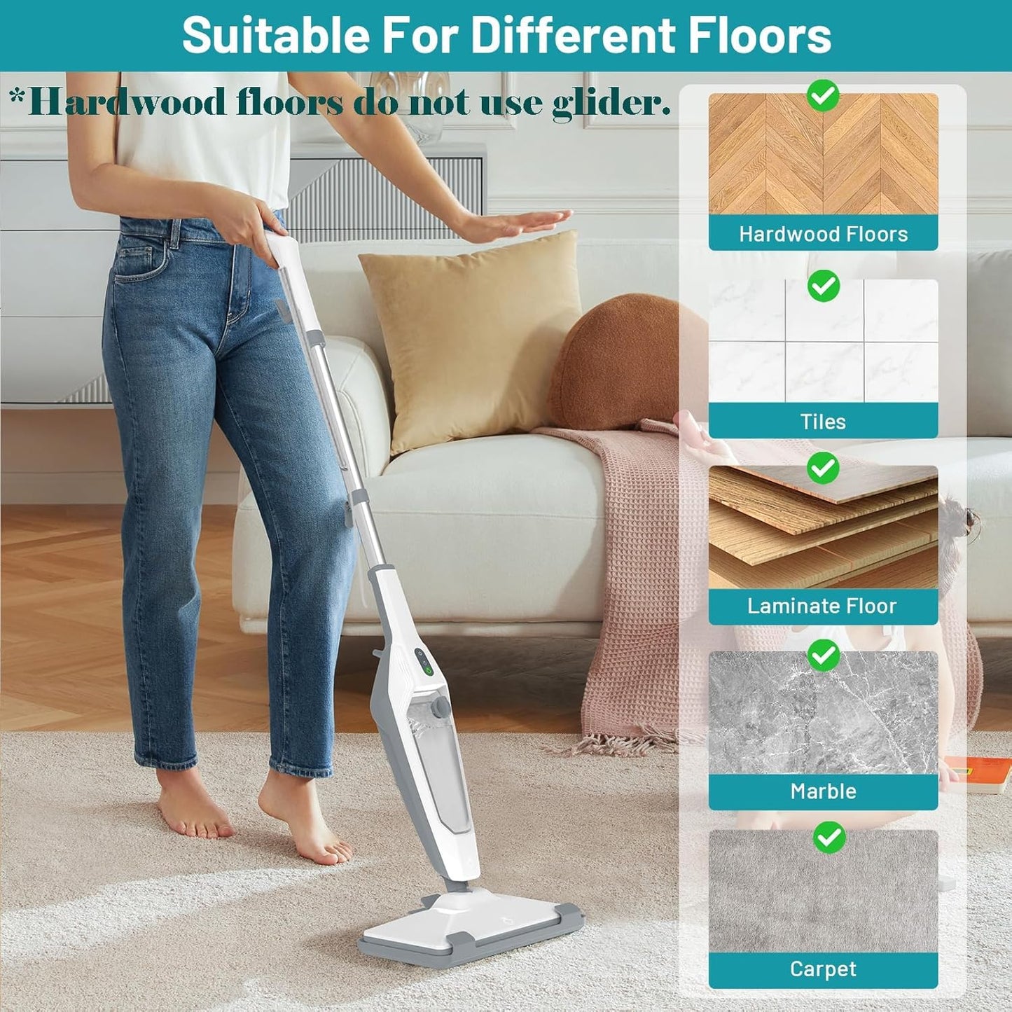 PEEH Steam Mop for Floor Cleaning, 12 in 1 Handheld Steam Cleaner for Home, Floor Steamer for Hardwood Windows Tile Laminate Shutter & Clothes with Attachments (grey)