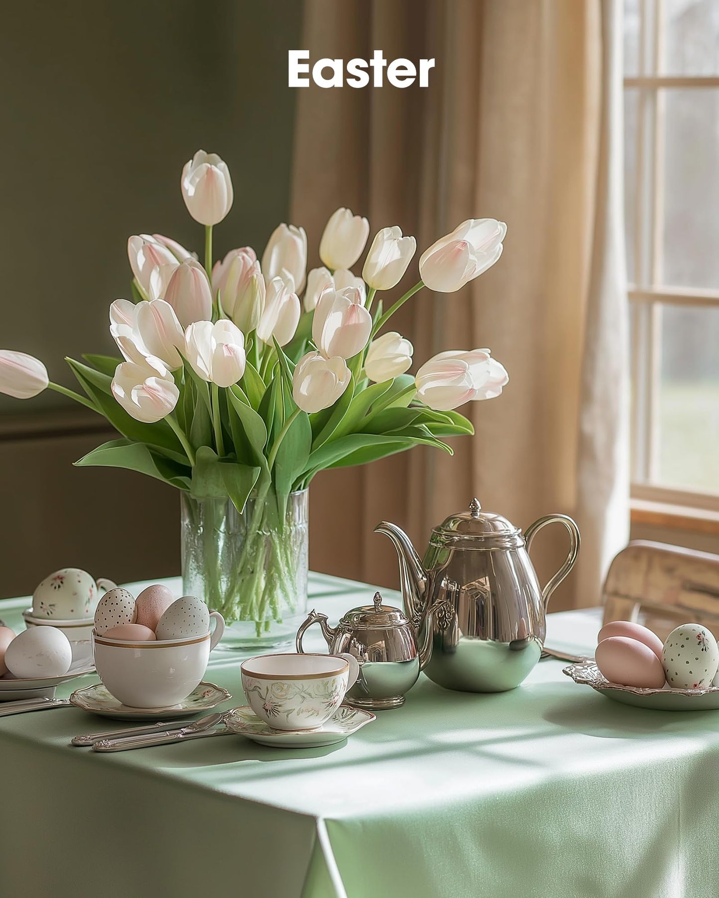 Pureegg Plastic Table Cloth Disposable 20 Pack, 54 x 108 Inch Table Cloths, Easter Party, Decorative Tablecloths, Rectangle, Light, Pastel Plastic Cover, Leakproof & Sturdy, Sage Green