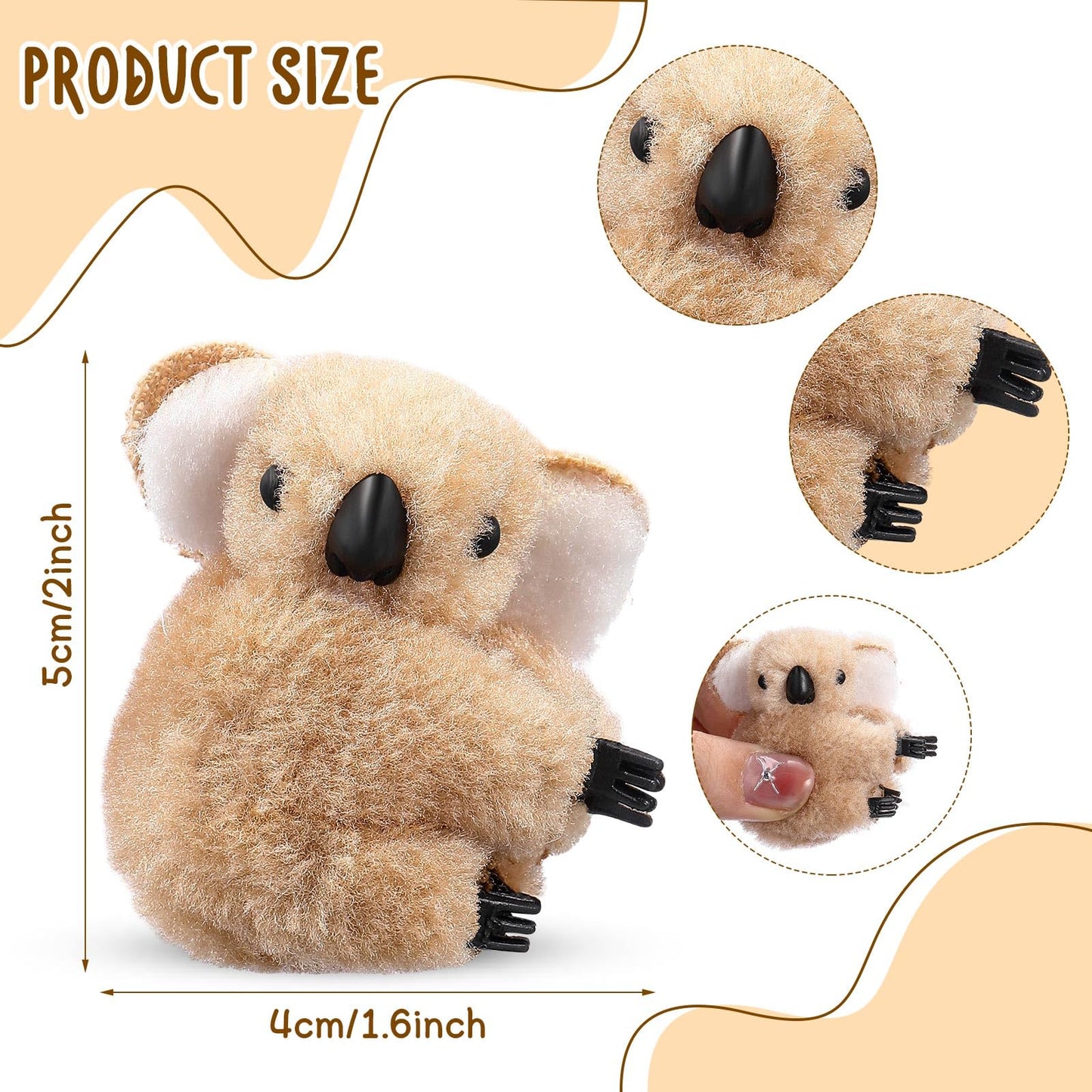 Moucuny 60 Pcs Koala Clip Bulk Pen Toppers Mini Koala Bear Stuffed Animal Cute Gifts for Party Office Home Supplies Stuffer(Brown, Gray)