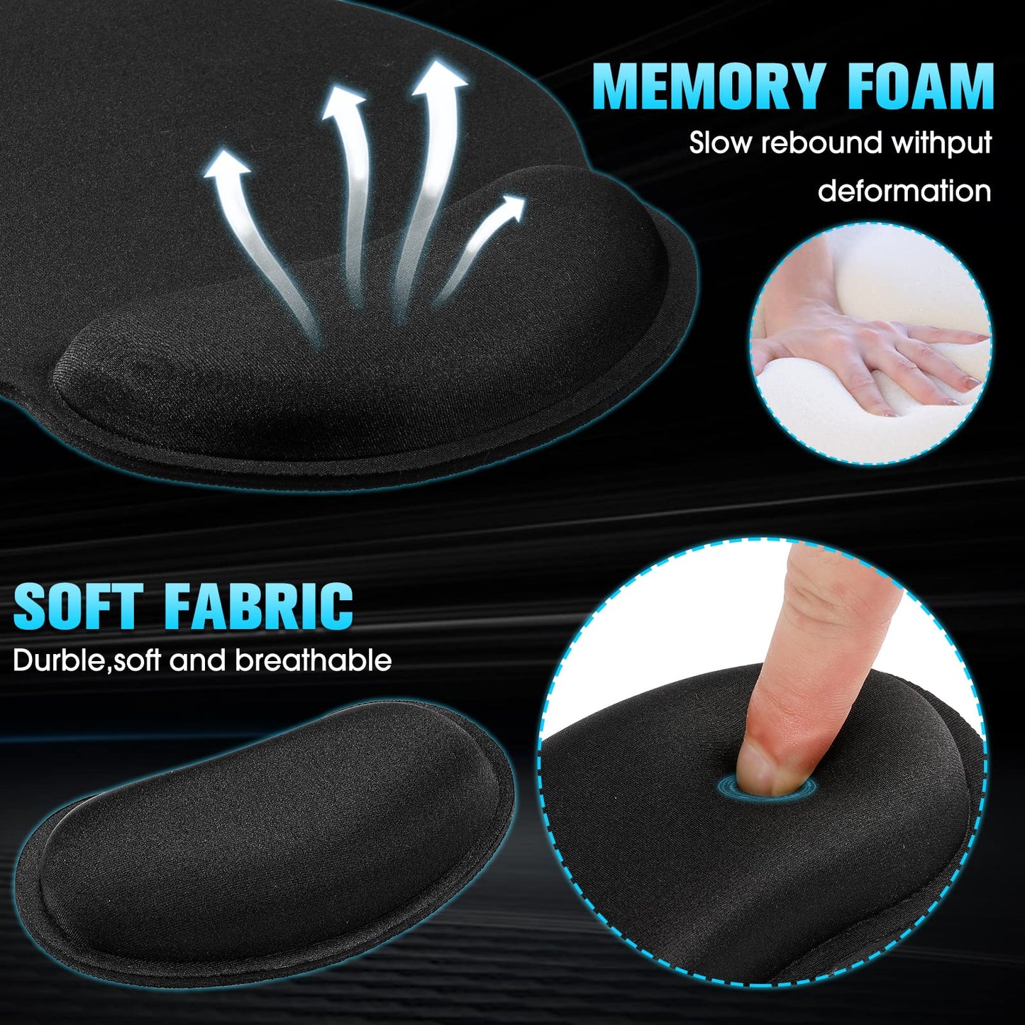 Yunsailing 12 Pcs Ergonomic Mouse Pad and Keyboard with Wrist Support Set Arm Rest Wrist Combo Gel Memory Foam Key Board Pad for Computer Laptop Gaming Office Typing Pain Relief