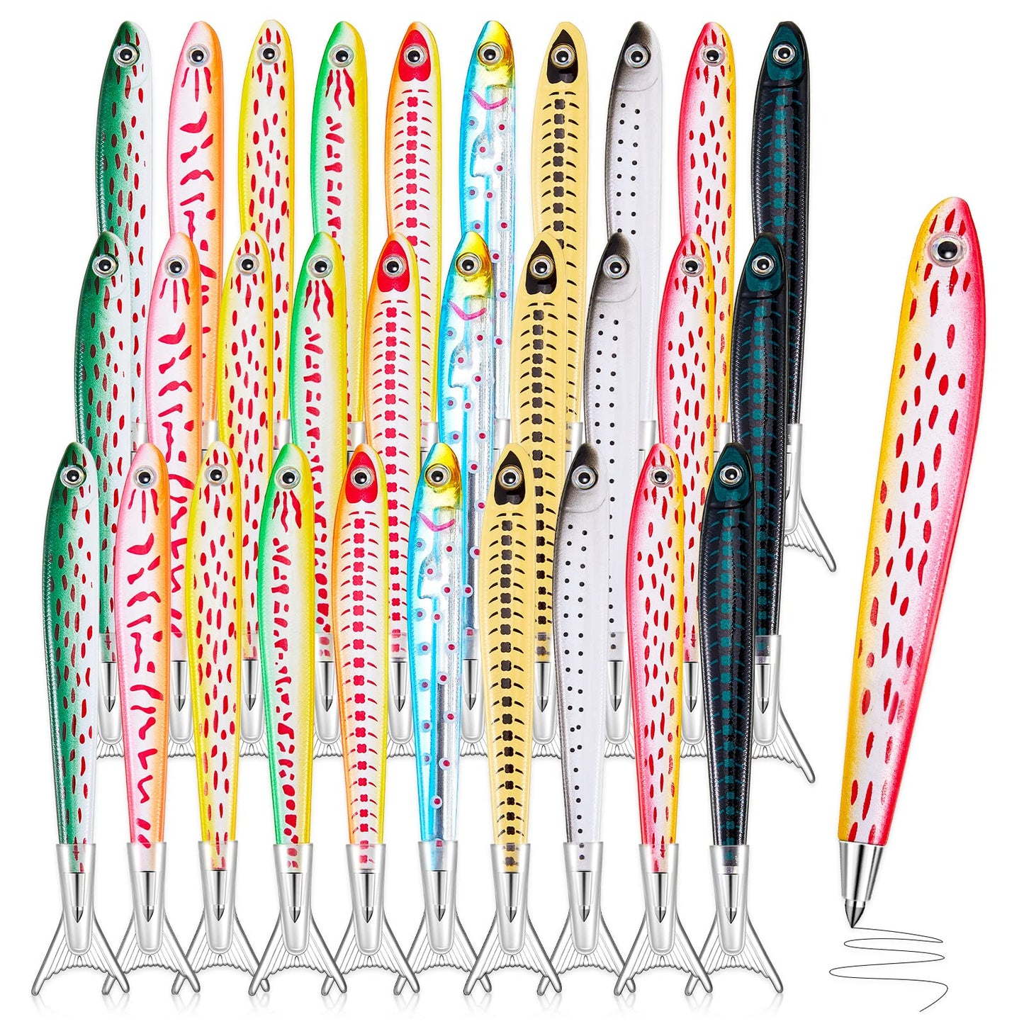 Outus Fish Ballpoint Pens Novelty Kawaii Fish Pens 0.7 mm Black Ink Writing Ballpoint Bulk Realistic Fishing Decoration for School Office Student Gift Birthday Ocean Sea Themed Party Favors(50 Pieces)