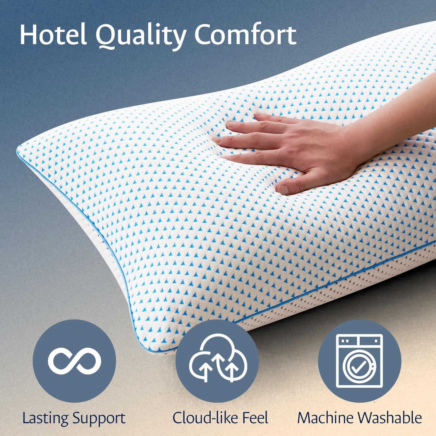 Cooling Gel Memory Foam Pillows Queen Size Set of 2 for Sleeping, Bamboo Rayon Adjustable Firm Shredded Foam Cool Bed Pillows 2 Pack for Side, Back, Stomach, Hot Sleepers Soft Yet Support, CertiPUR-US