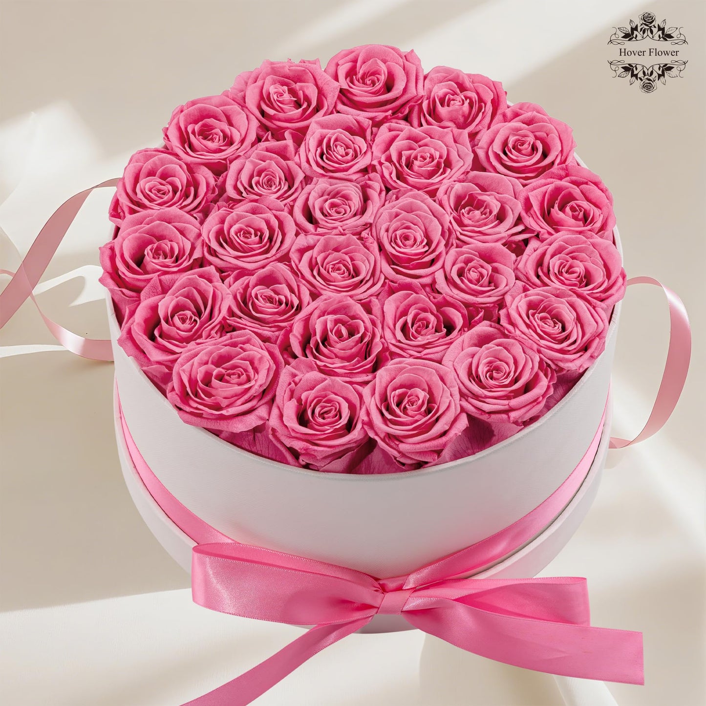 27 Forever Roses in Luxury White Box, Eternal Real Roses Birthday Gifts for Women, Preserved Flowers for Delivery Prime, Anniversary, Valentine's Day, Mothers Day for Mom (Pink)