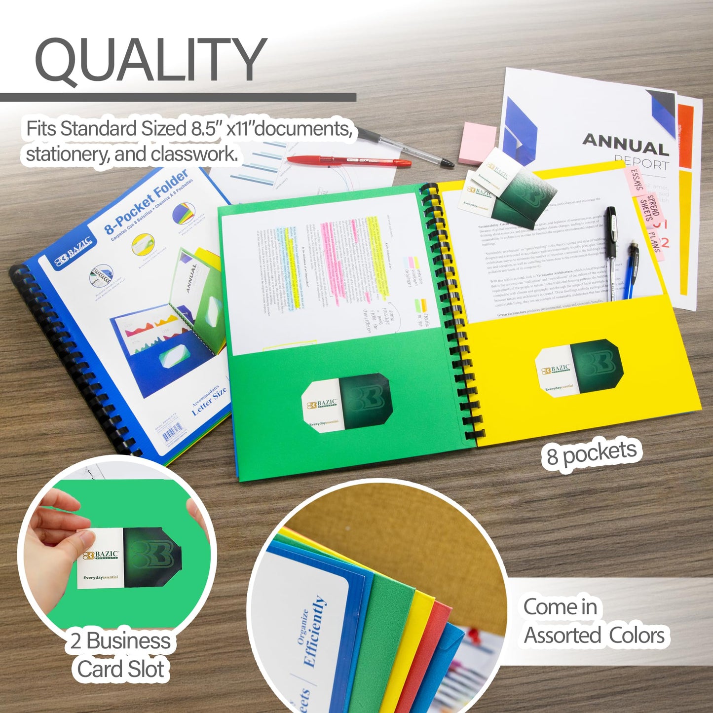 BAZIC Products Presentation Folder, 8 Pocket, Letter Size, Cs/12