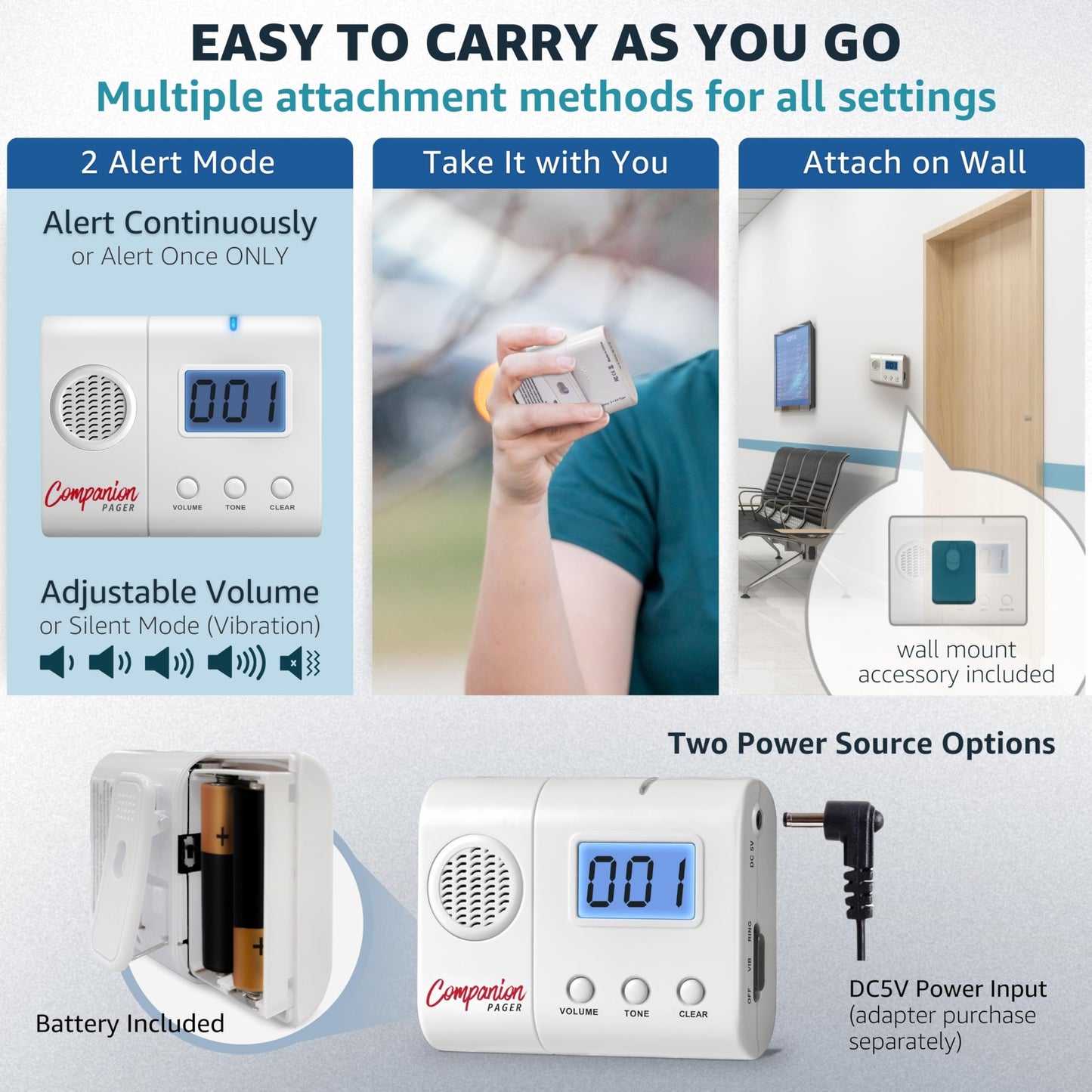 SYNLETT Caregiver Pager Wireless Call Buttons for Elderly at Home for Seniors Adults Patients Nurse Call Light System Alert Button Alarm Emergency with Review Feature