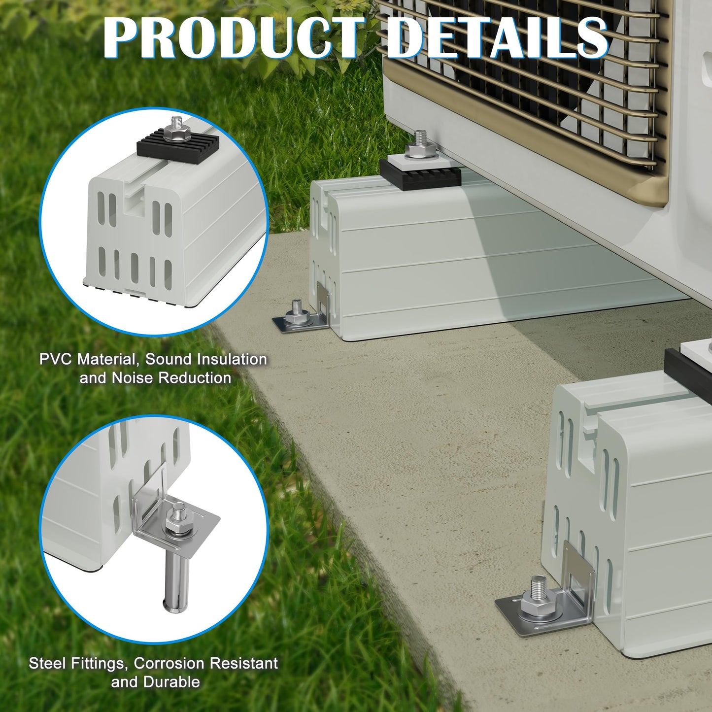MTGSTOCL Minisplit Floor Mounting Base, Anti-Vibration Mini Split Stand for 12000BTU/24000BTU Air Conditioner Condenser, AC Anti Vibration Pad for Heat Pump System, 485 Load Capacity
