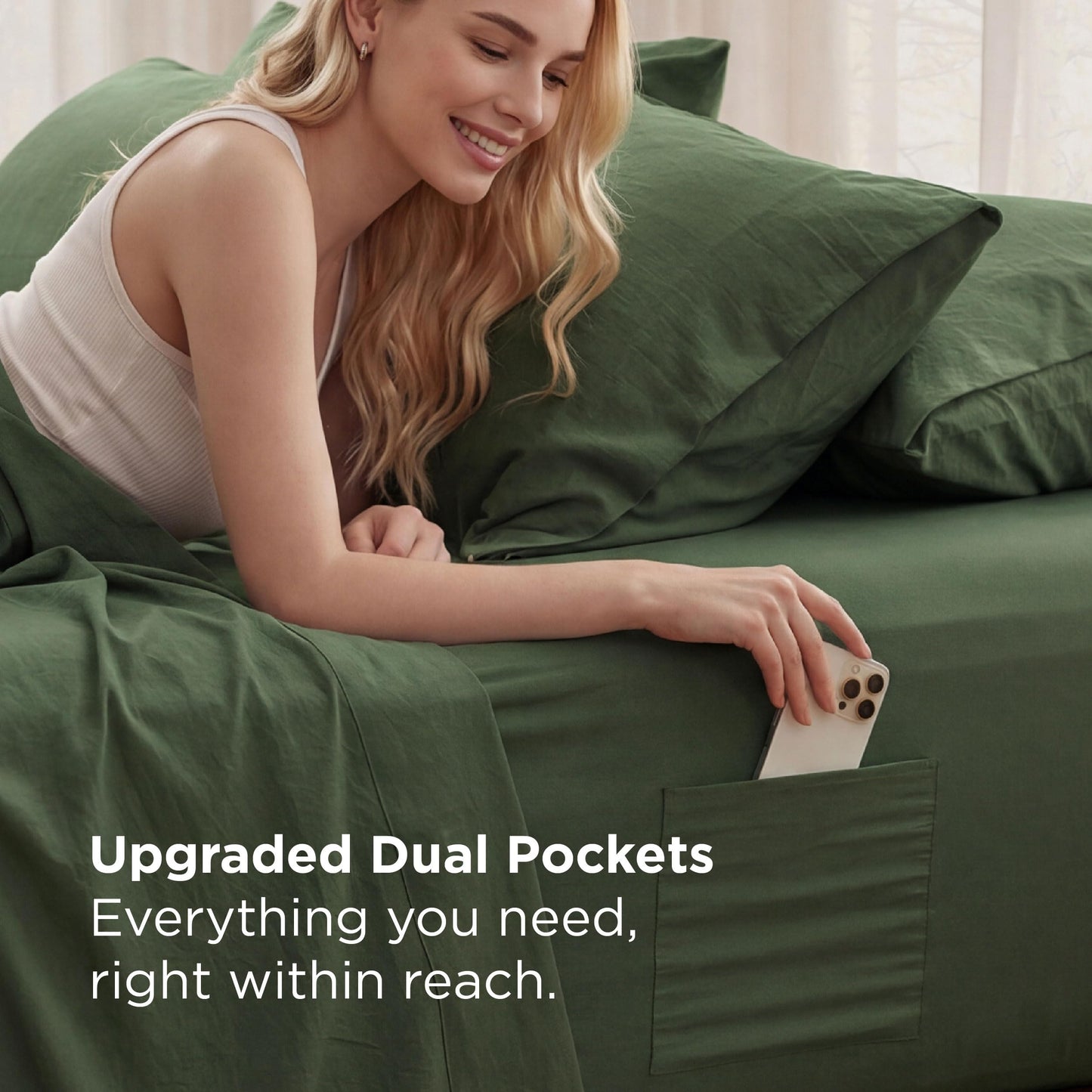 Bedsure Deep Pocket King Sheet Set - 6 Piece, Prewashed Ultra-Soft King Size Sheets Set, Fits Mattresses Up to 18 Inches Thick, Breathable & Secure Fit, Hotel Luxury Bedding, Olive Green