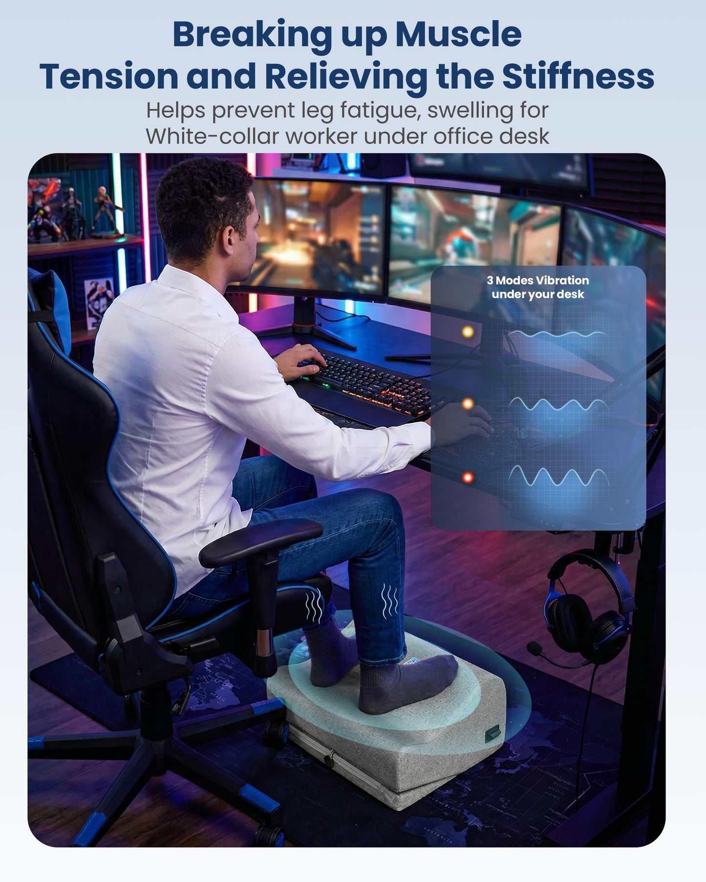 Comfier [2026] Under Desk Foot Rest at Work with Graphene Fast Heat Cloth,Ergonomic Heated Foot Stand, 2 Heights & 3 heat & 3 Vibration,Heel Support for Back,Leg Pain Relief,Office Home,Gift Men,Women