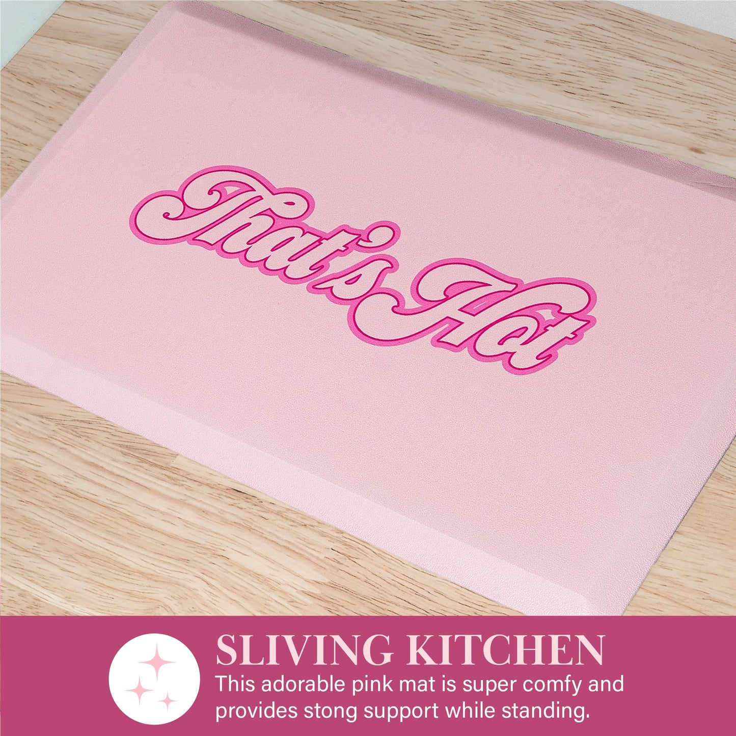Paris Hilton Anti-Fatigue Kitchen Mat, Cushioned Comfort Mat with Anti-Slip Base, That’s Hot Design, 29.5-Inch x 17.25-Inch, Pink