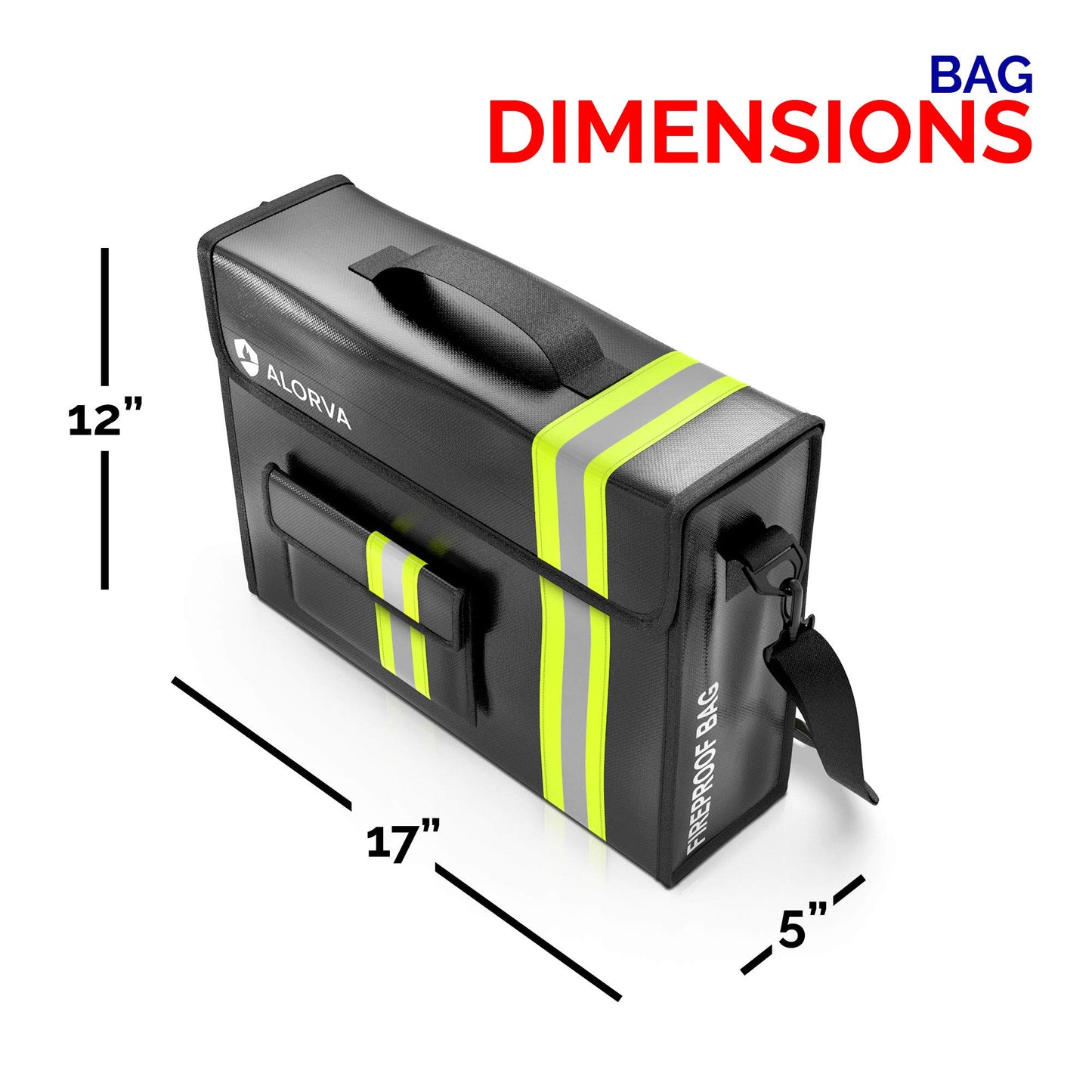 Upgraded Fireproof & Waterproof Document Bag – Lockable 17”x 12”x 5” with Wallet Protector - Reflective to Find Fast at Night – Shield Documents & Valuables from Fire & Water - Firefighter Designed