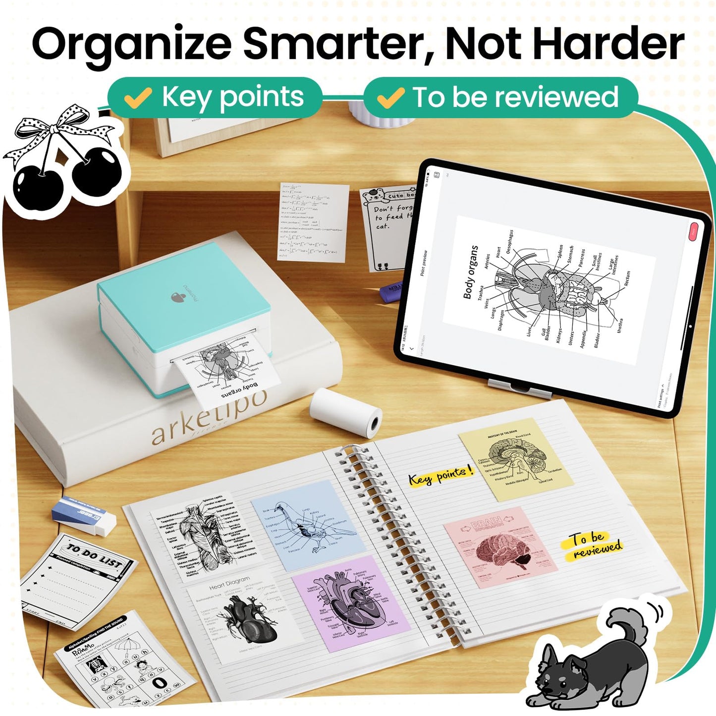 Phomemo Sticker Printer, Mini Printer Sticker Maker Machine M02, Print Pods Mini Pocket Machine for Creative DIY, Photos, Study Notes, Small Thermal Label Maker with AI APP for Home/Office/School,Cyan