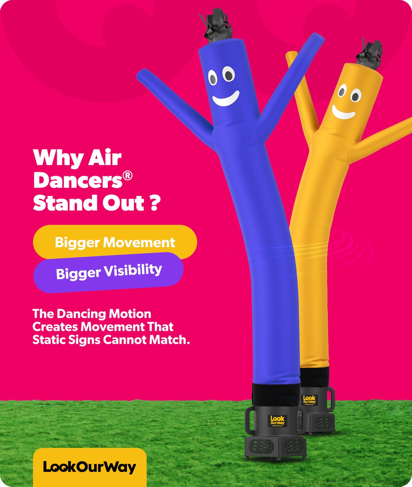 LookOurWay Air Dancers Wacky Waving Inflatable Tube Man Attachment - 6 Feet Tall Advertising Air Dancer Waving Man Inflatable Tube Guy - Blower Not Included - Blue